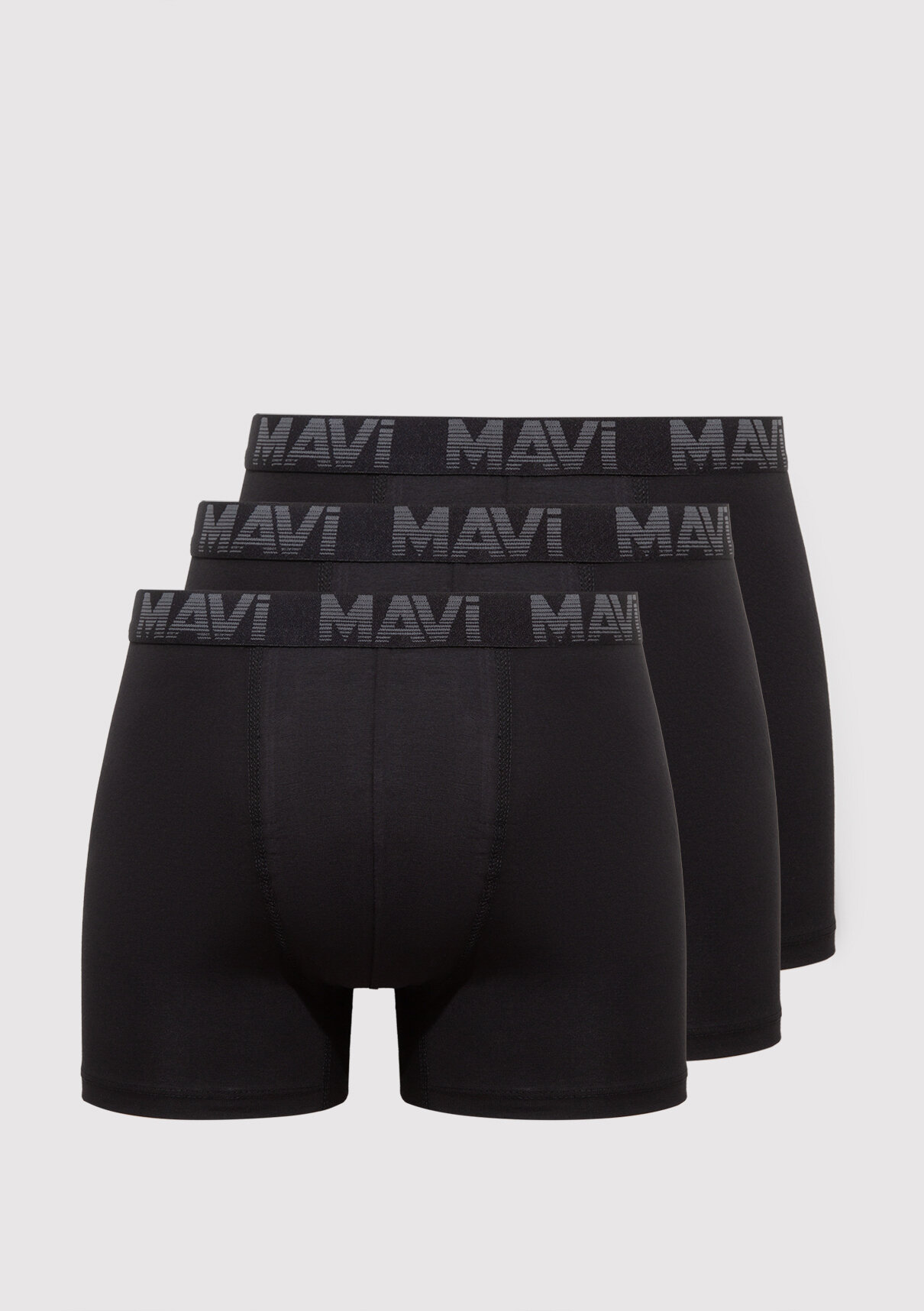 Mavi 3lü Siyah Basic Boxer