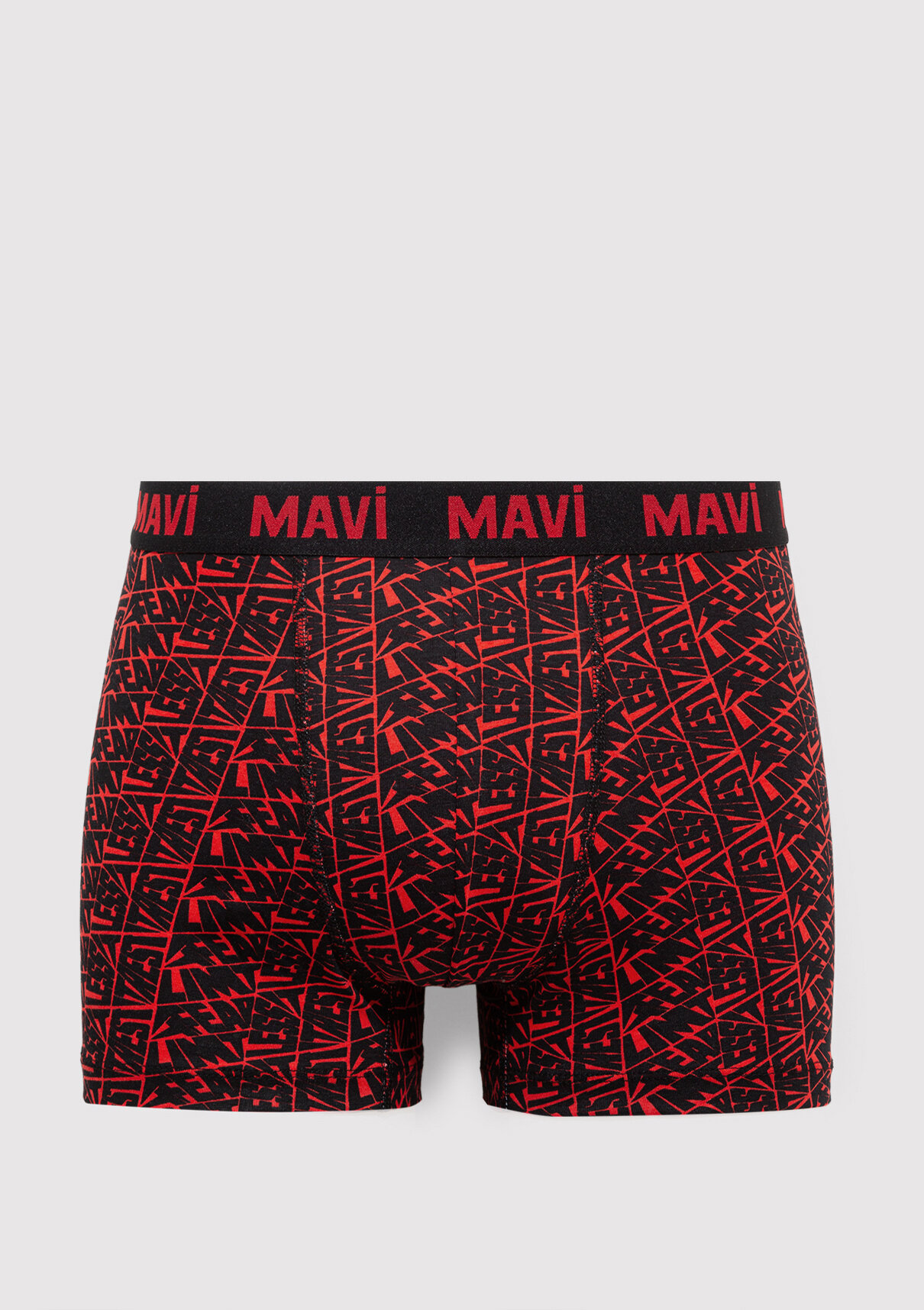 Mavi Baskılı Kırmızı Boxer