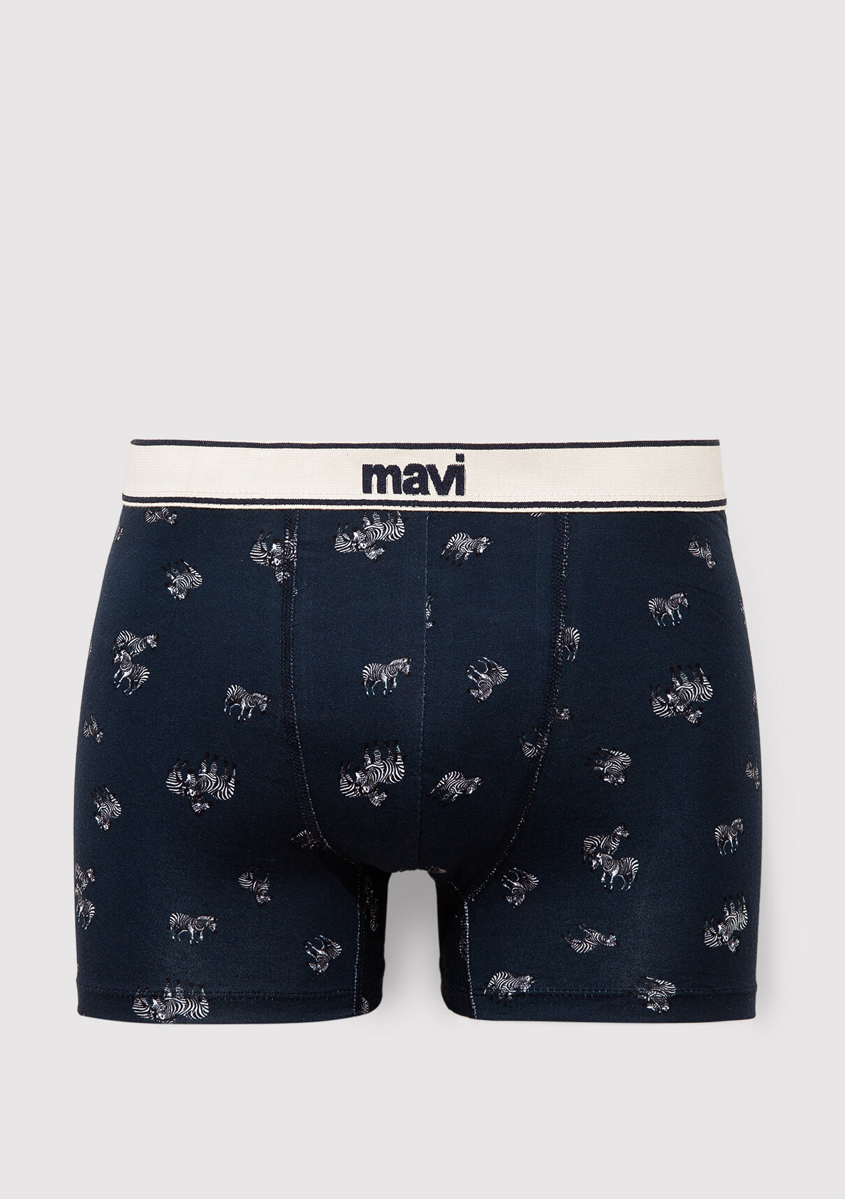 Mavi Zebra Baskılı Lacivert Boxer