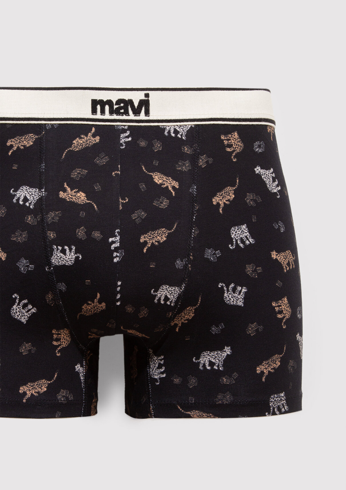 Mavi Kaplan Baskılı Siyah Boxer görsel 2