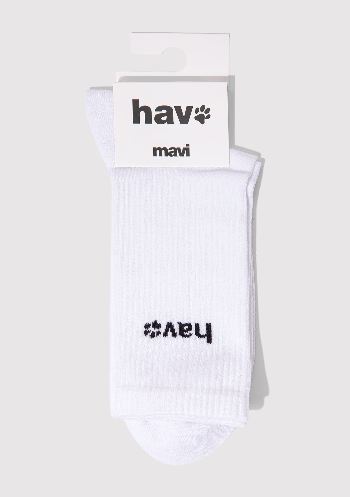 Mavi Hav Baskılı Beyaz Soket Çorap görsel 3