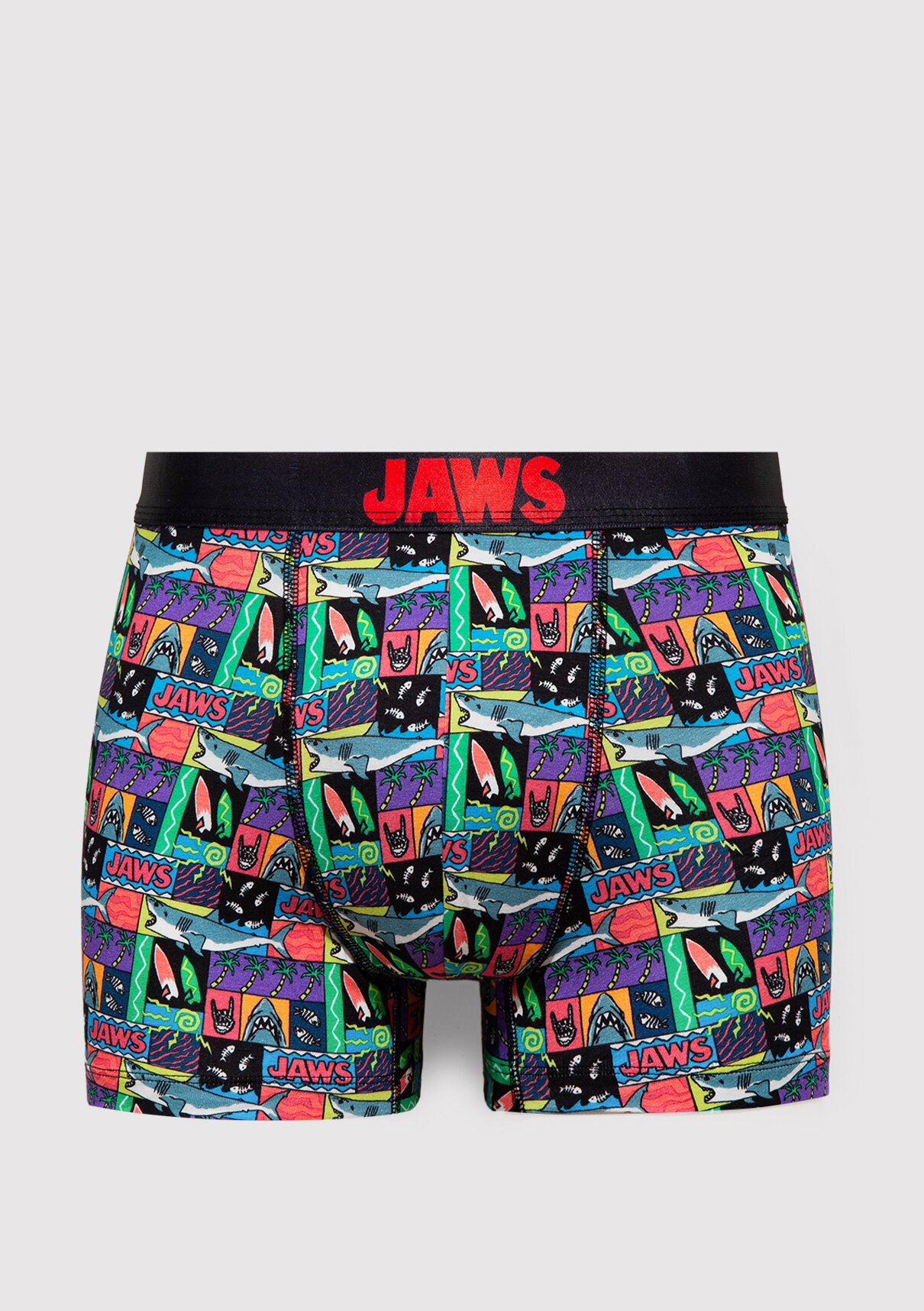 Mavi Jaws Baskılı Siyah Boxer