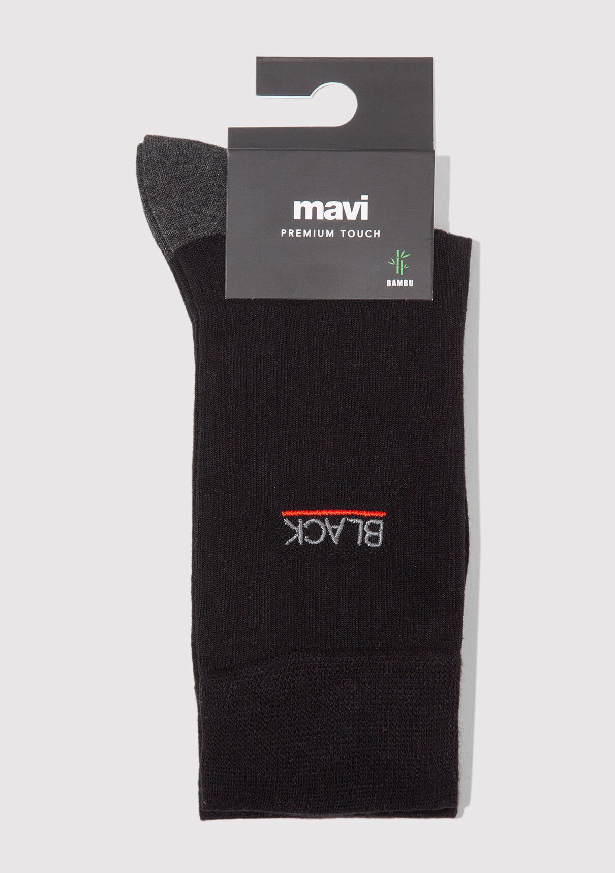 Mavi Black Nakışlı Siyah Soket Çorap görsel 3