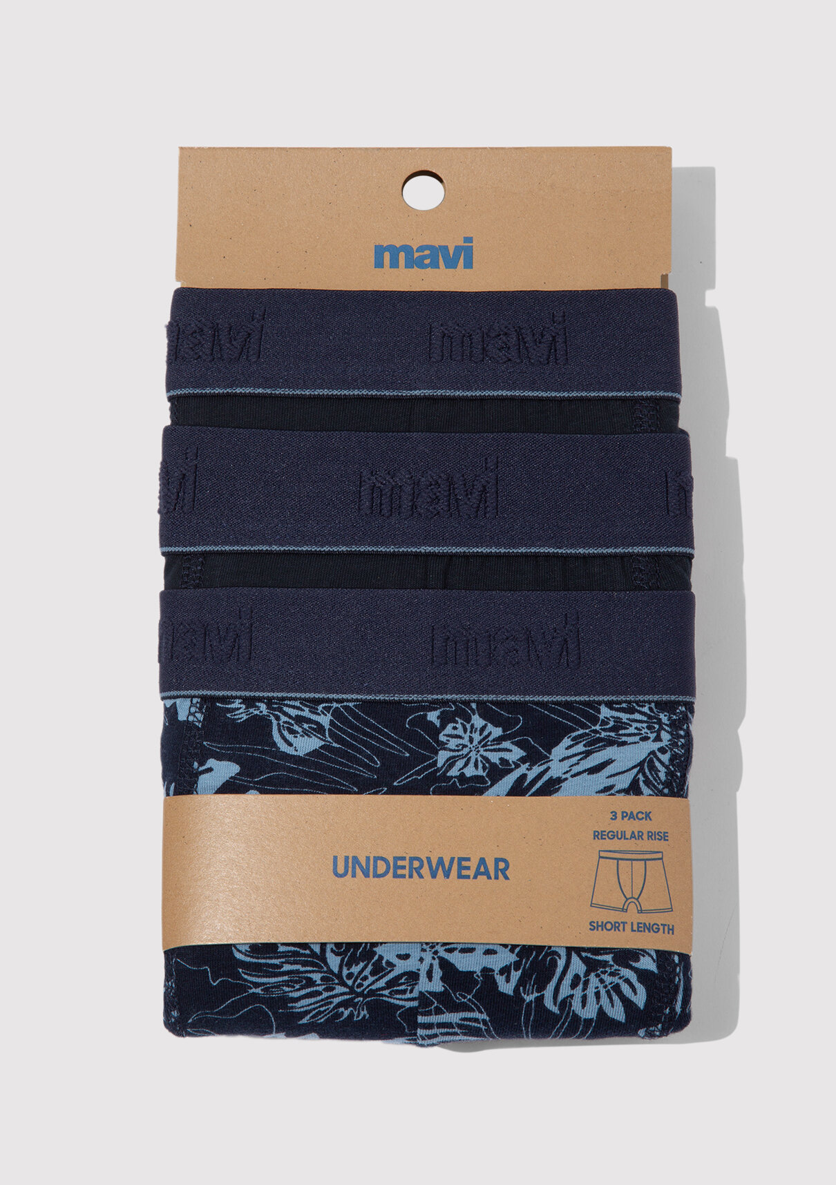 Mavi 3lü Baskılı Lacivert Boxer görsel 4