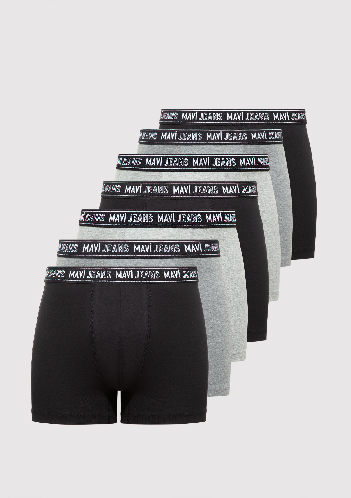 Mavi 7li Siyah Basic Boxer