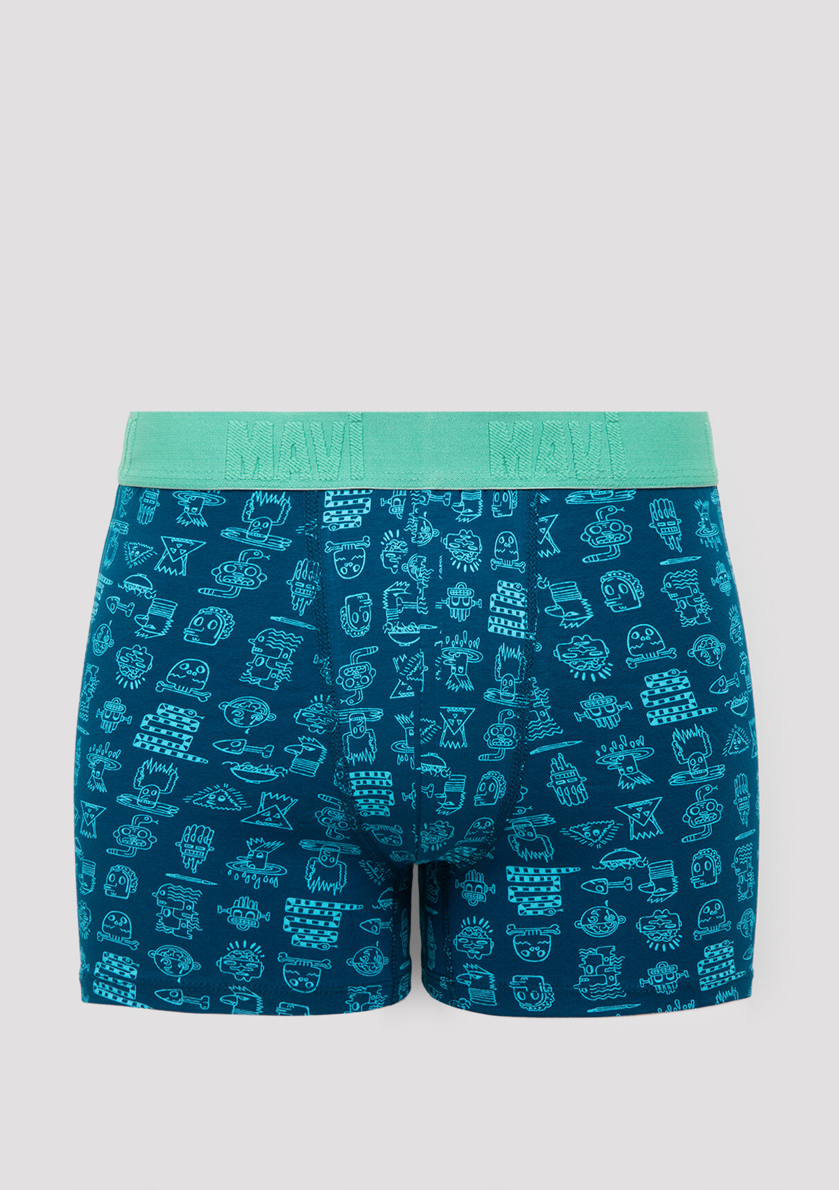Mavi 3lü Baskılı Yeşil Boxer görsel 2