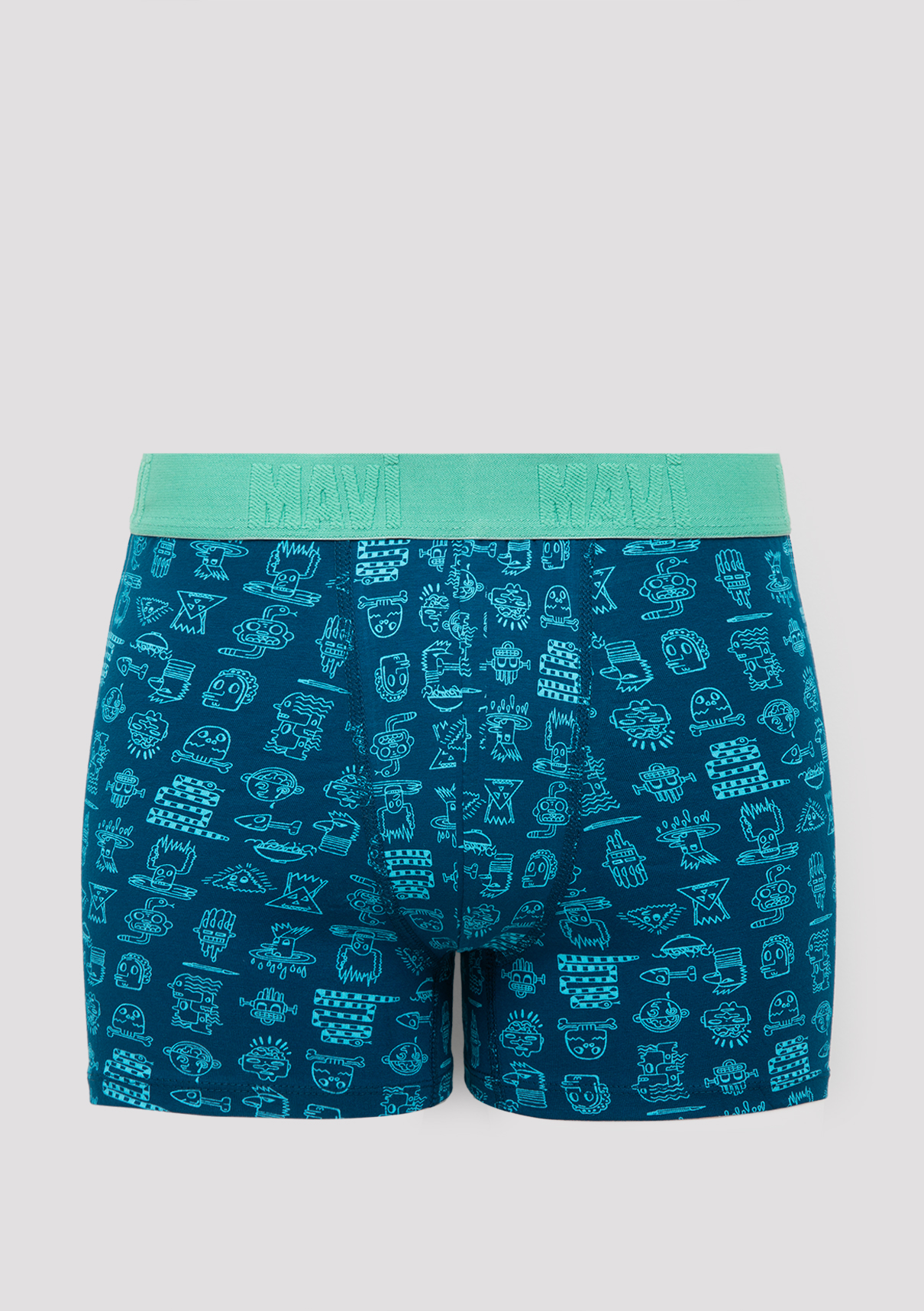 Mavi 3lü Baskılı Yeşil Boxer görsel 2