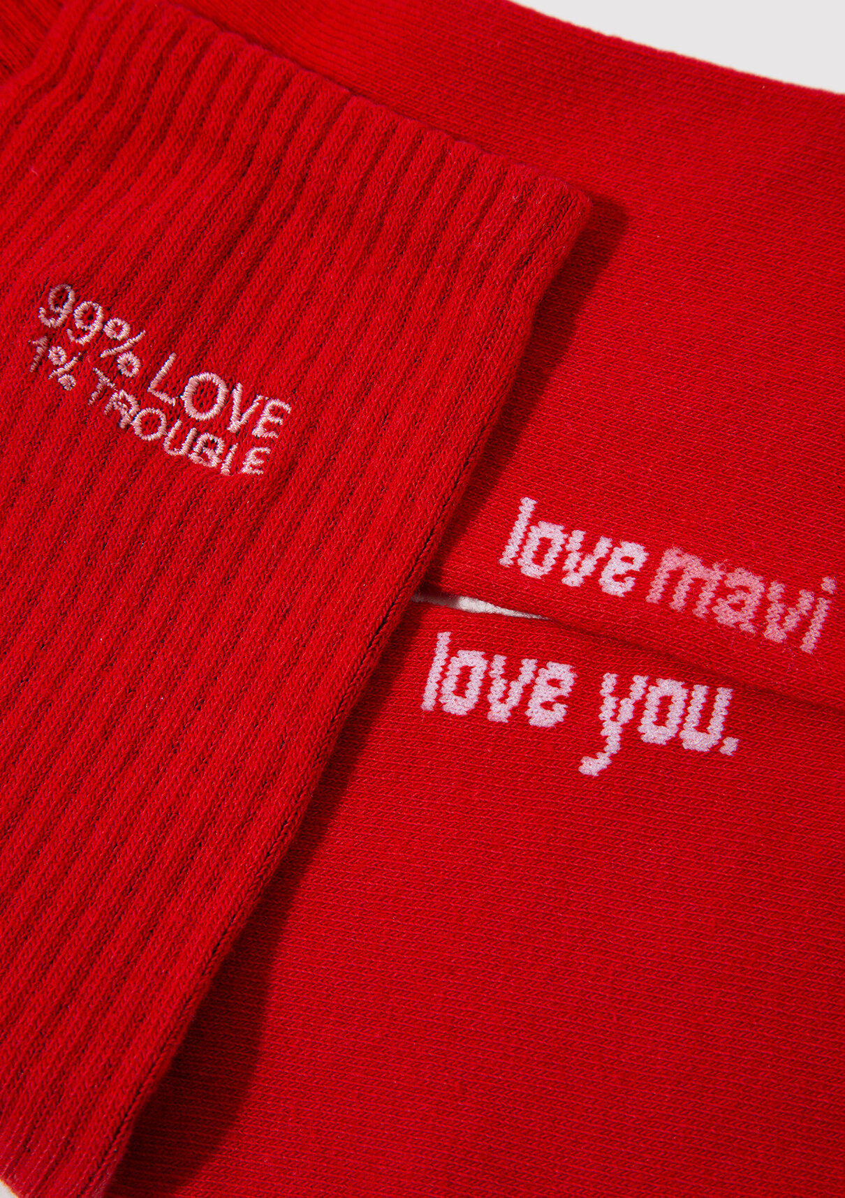 Mavi 2li Love Trouble Baskılı Soket Çorap görsel 4