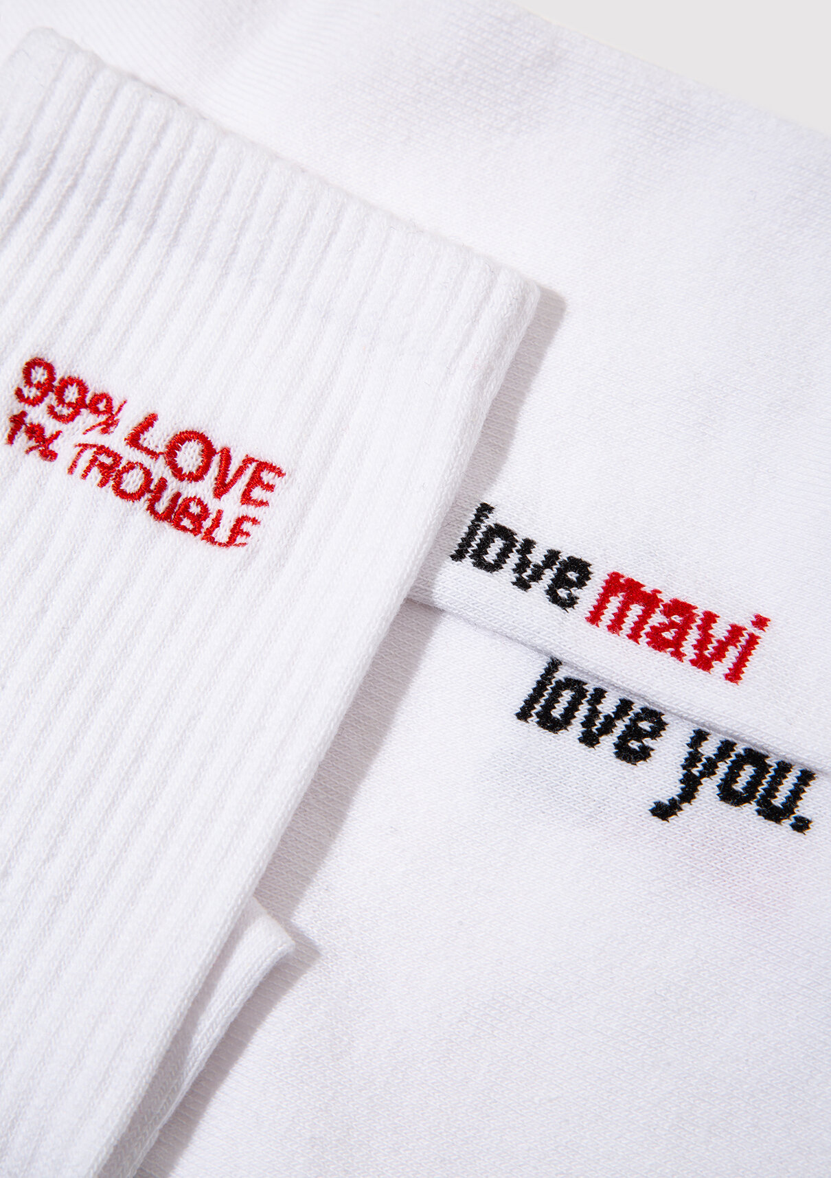 Mavi 2li Love Trouble Baskılı Soket Çorap görsel 5