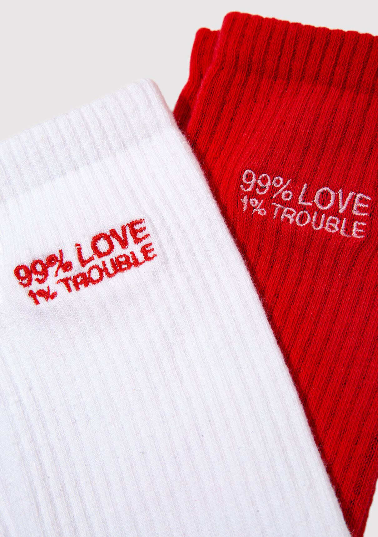 Mavi 2li Love Trouble Baskılı Soket Çorap görsel 6