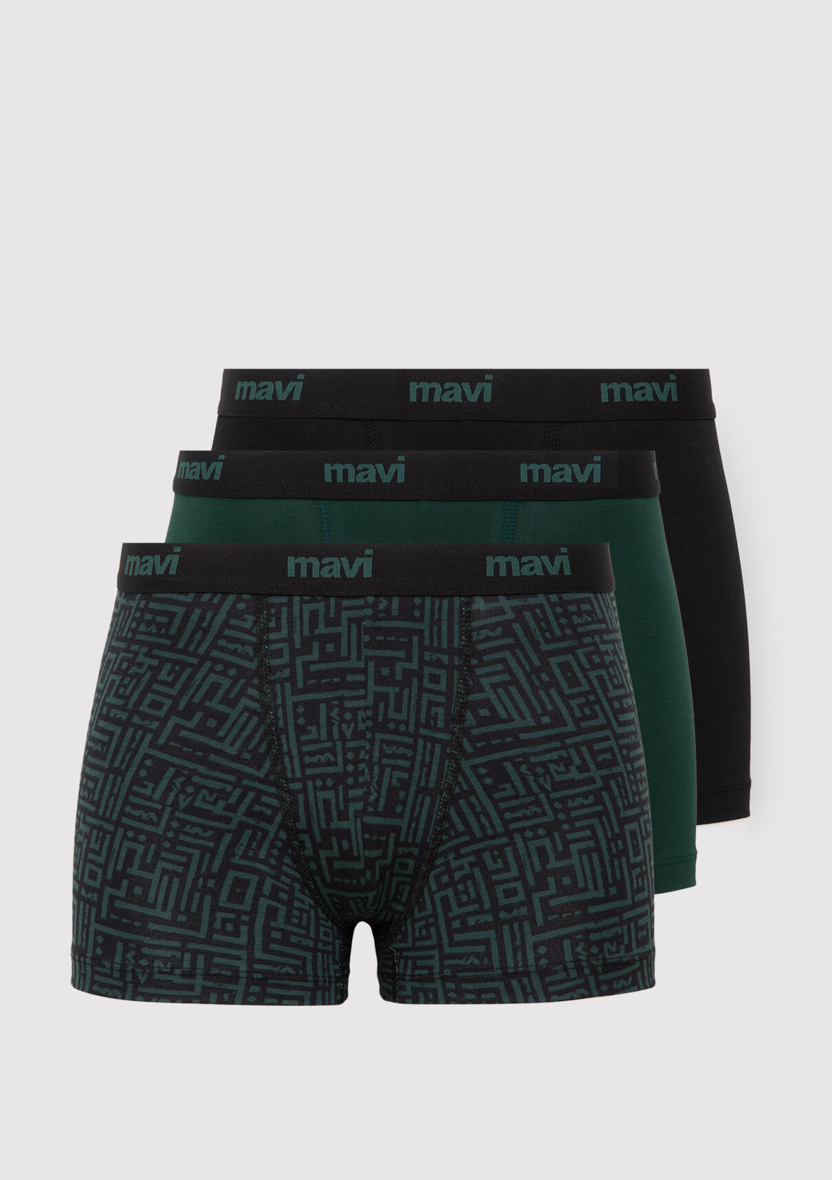 Mavi Baskılı Yeşil Boxer