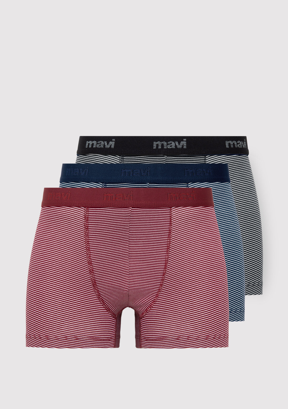 Mavi 3lü Çizgili Boxer