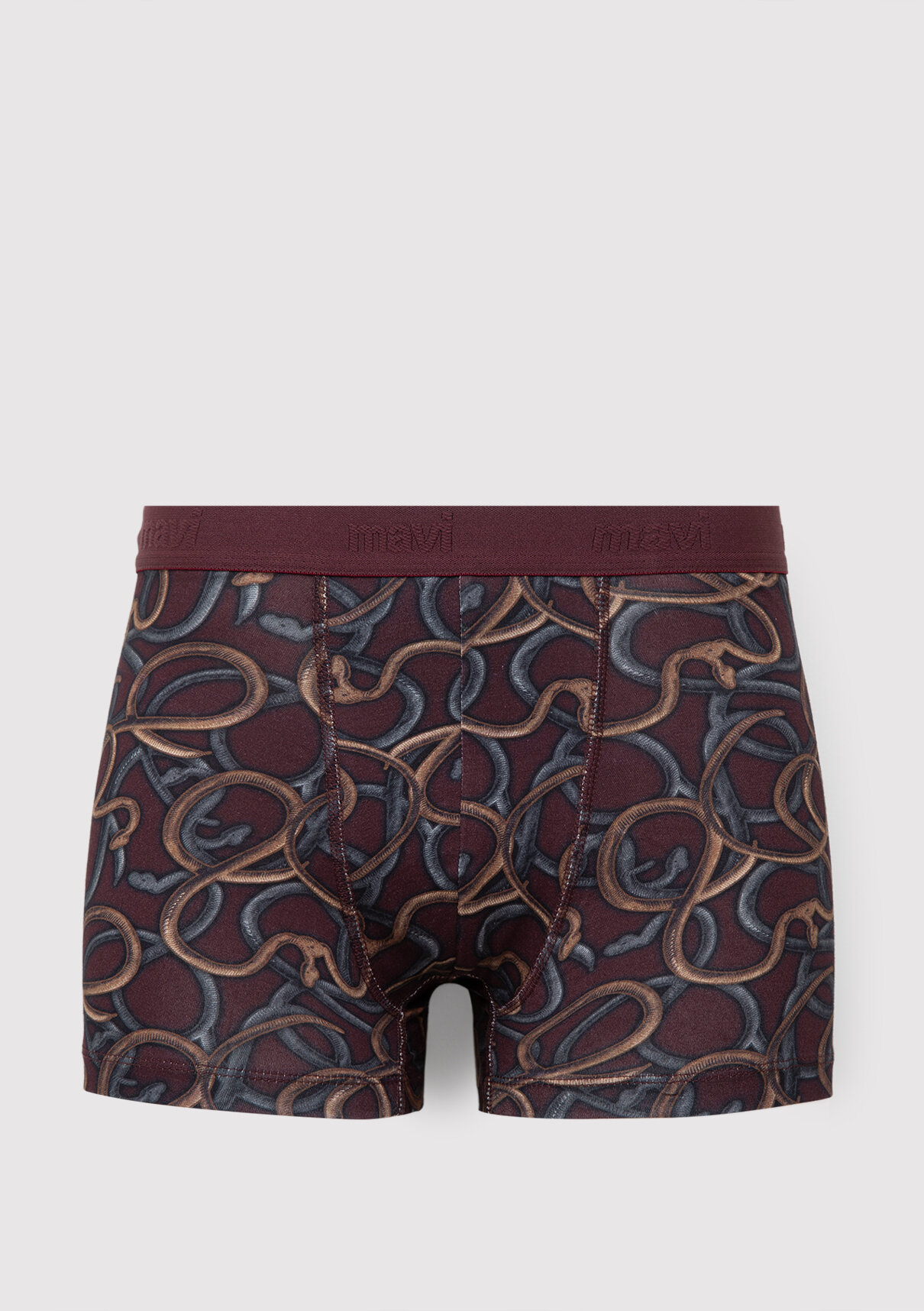 Mavi Baskılı Bordo Boxer