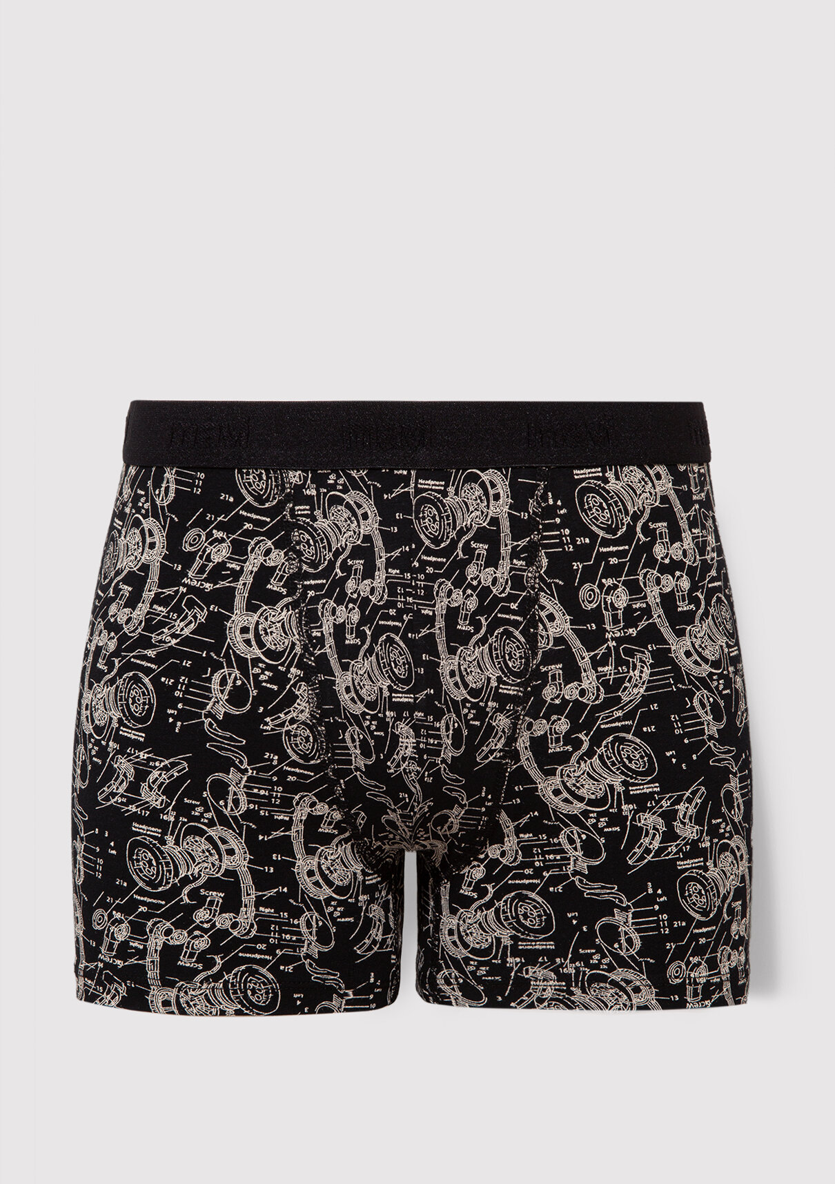 Mavi Grafik Baskılı Siyah Boxer