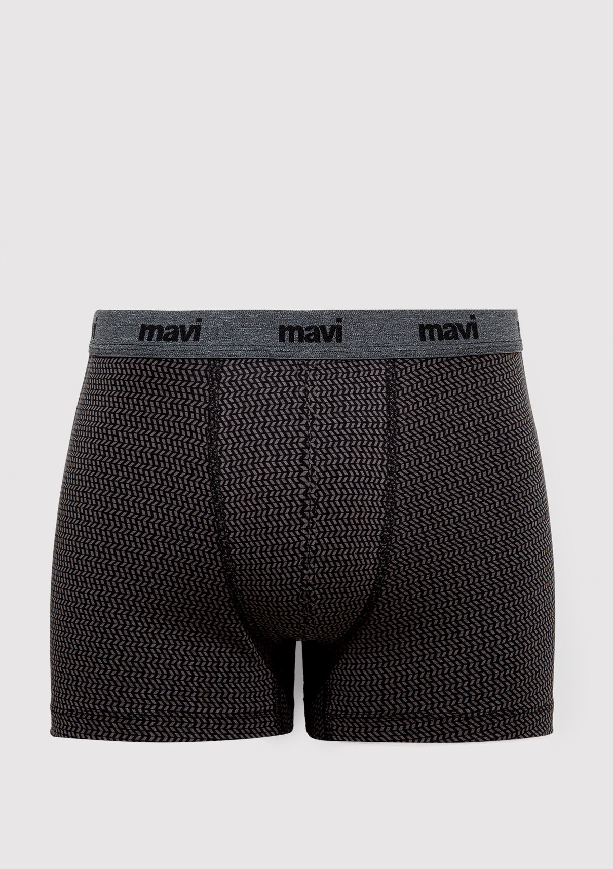 Mavi Geometrik Desenli Antrasit Boxer