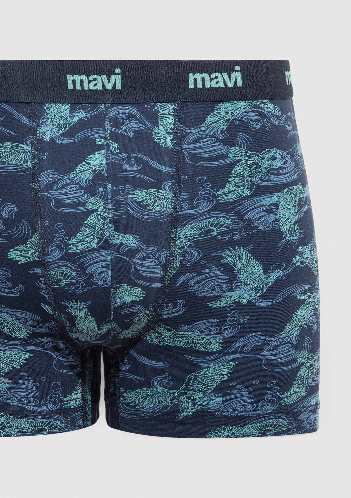 Mavi Kartal Baskılı Lacivert Boxer görsel 2