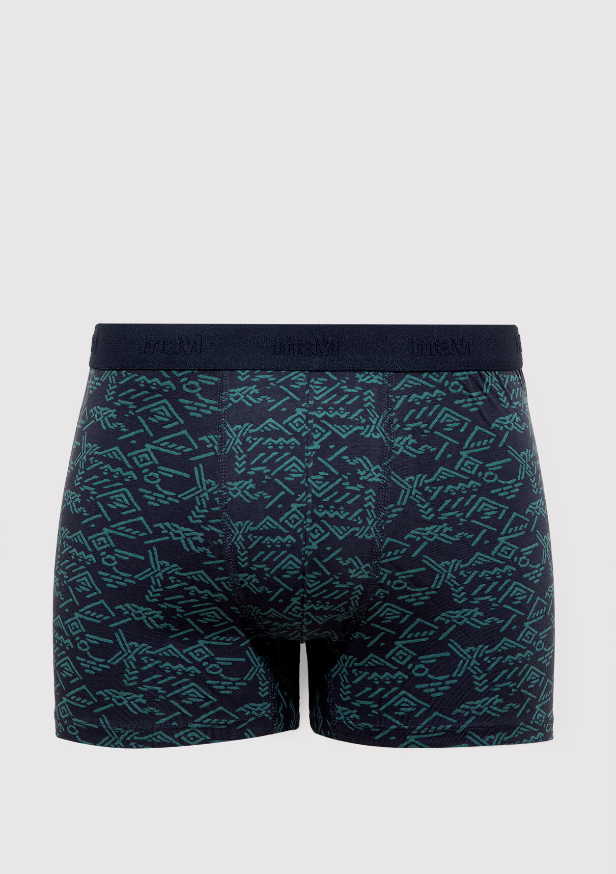 Mavi Baskılı Lacivert Boxer