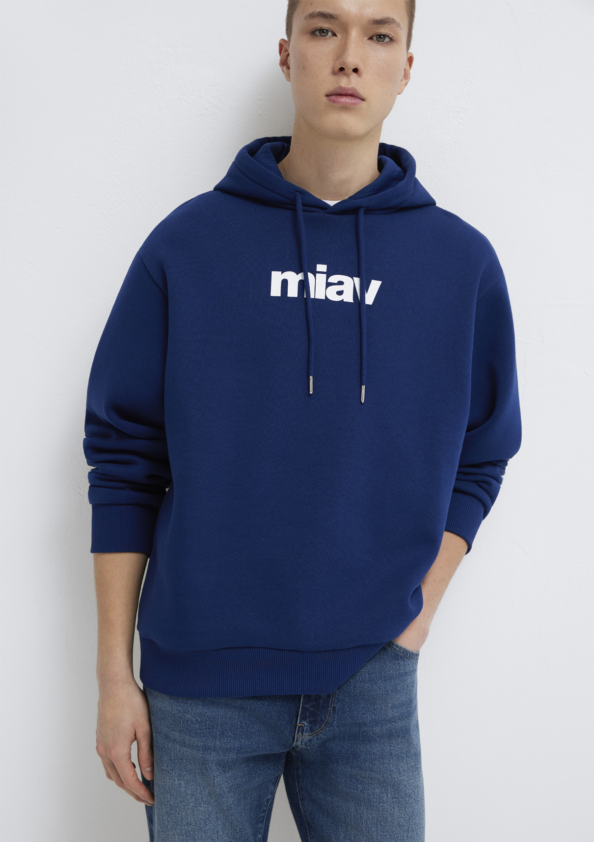 Mavi Miav Baskılı Kapüşonlu Mavi Sweatshirt görsel 2