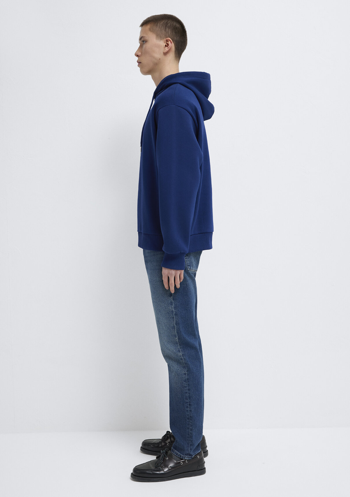 Mavi Miav Baskılı Kapüşonlu Mavi Sweatshirt görsel 5