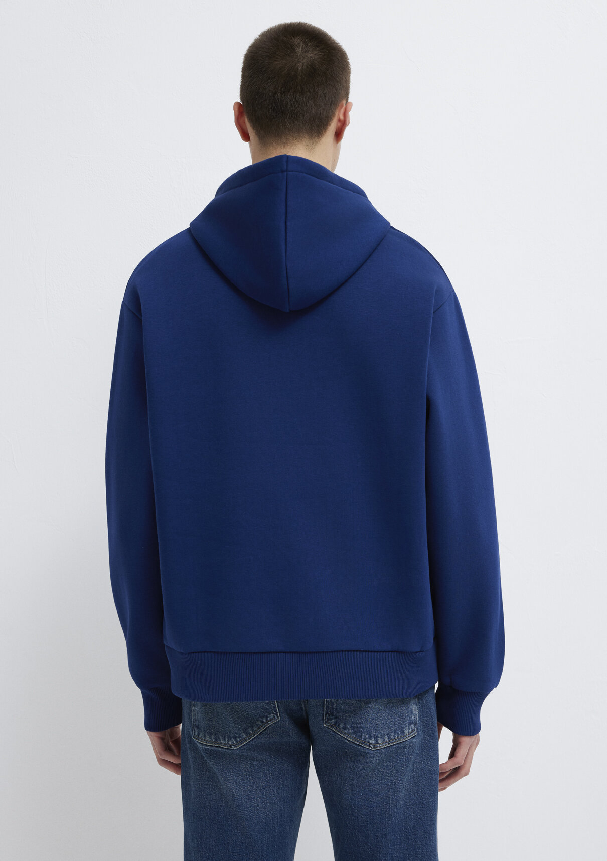 Mavi Miav Baskılı Kapüşonlu Mavi Sweatshirt görsel 6