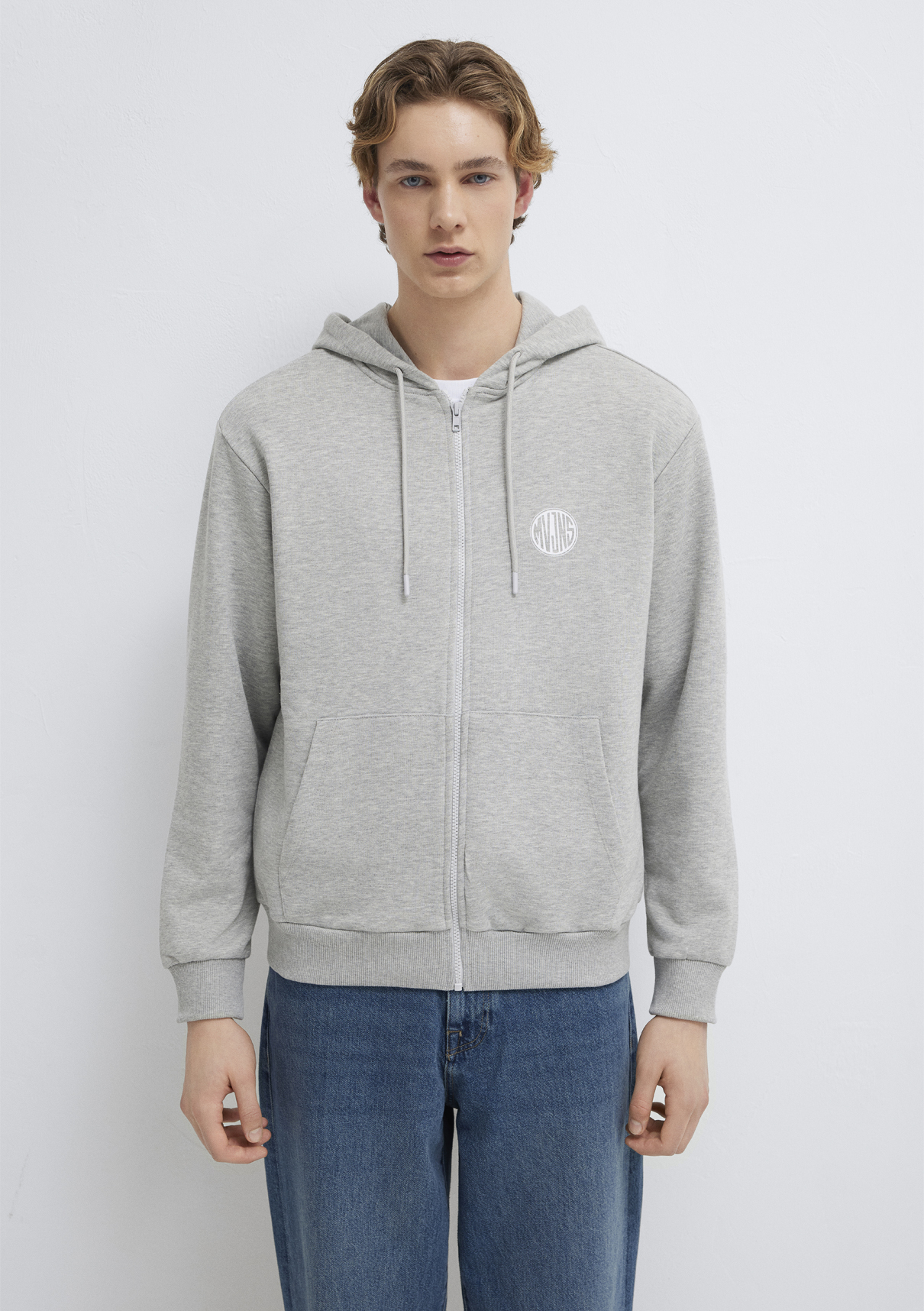 Mavi MVJNS Logo Baskılı Fermuarlı Kapüşonlu Gri Sweatshirt görsel 3