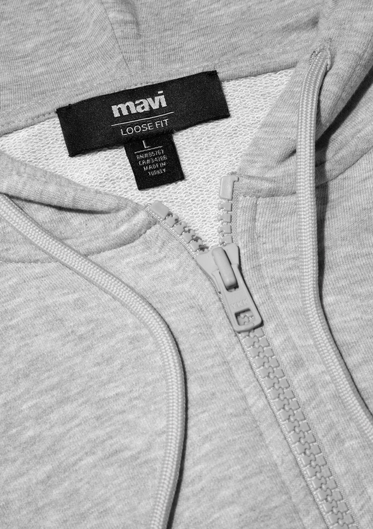 Mavi MVJNS Logo Baskılı Fermuarlı Kapüşonlu Gri Sweatshirt görsel 7