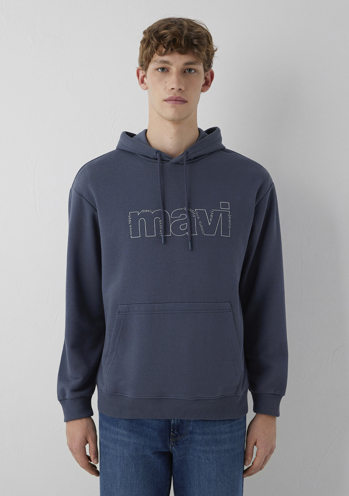 Mavi Logo Baskılı Kapüşonlu Lacivert Sweatshirt görsel 3