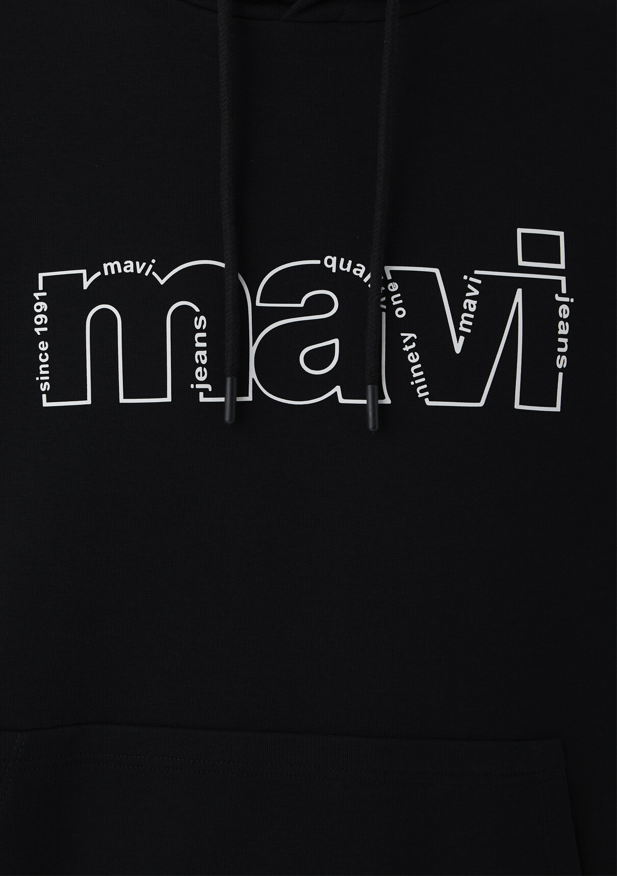 Mavi Logo Baskılı Kapüşonlu Siyah Sweatshirt görsel 7