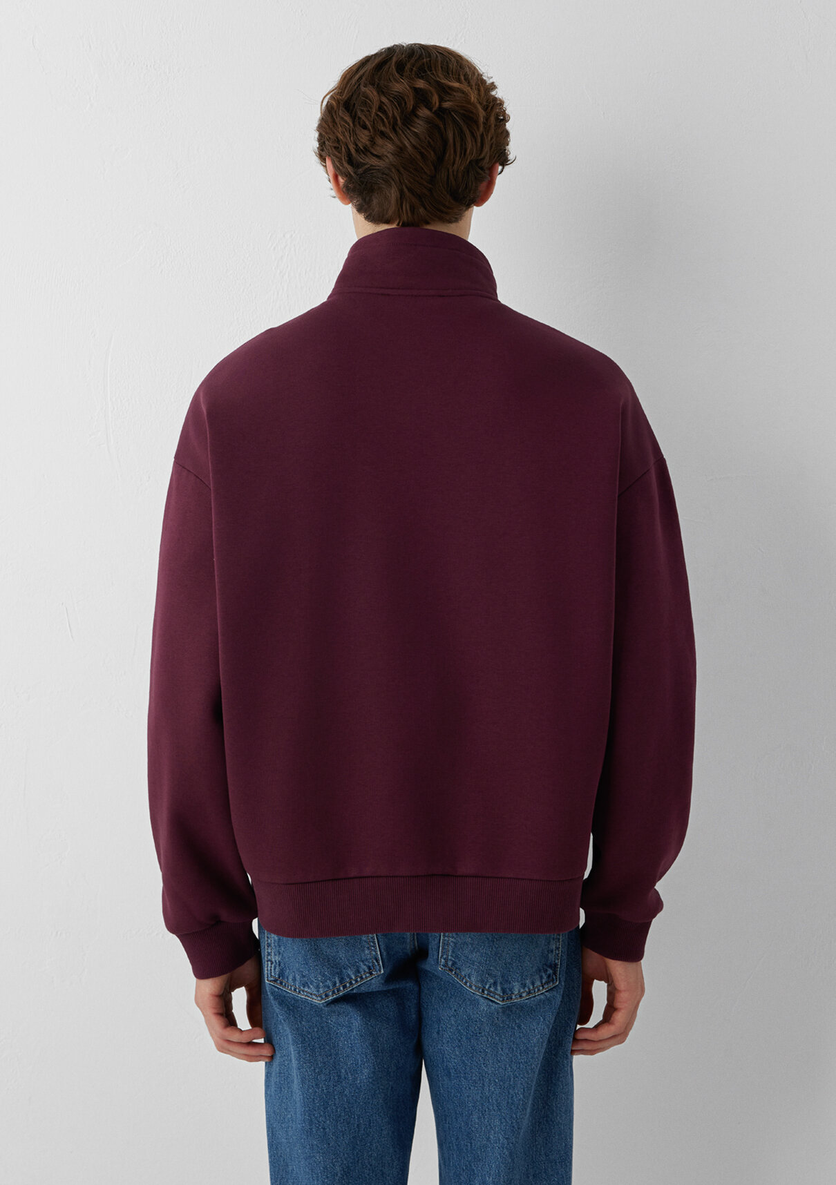 Mavi Logo Baskılı Yarı Fermuarlı Bordo Sweatshirt görsel 5