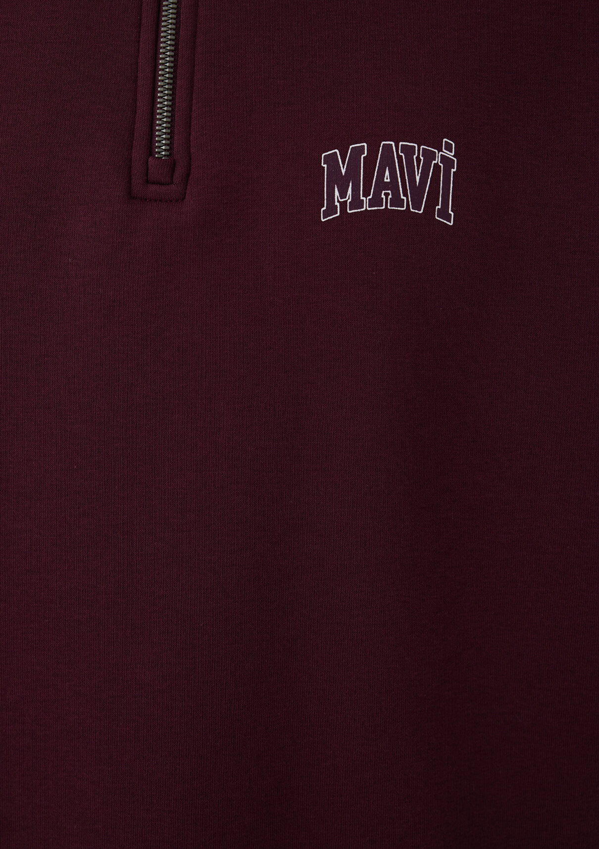 Mavi Logo Baskılı Yarı Fermuarlı Bordo Sweatshirt görsel 8
