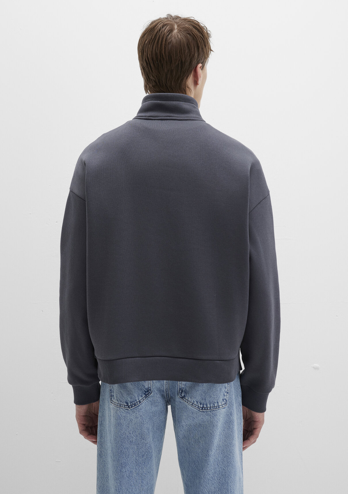 Mavi Logo Baskılı Yarı Fermuarlı Antrasit Sweatshirt görsel 4