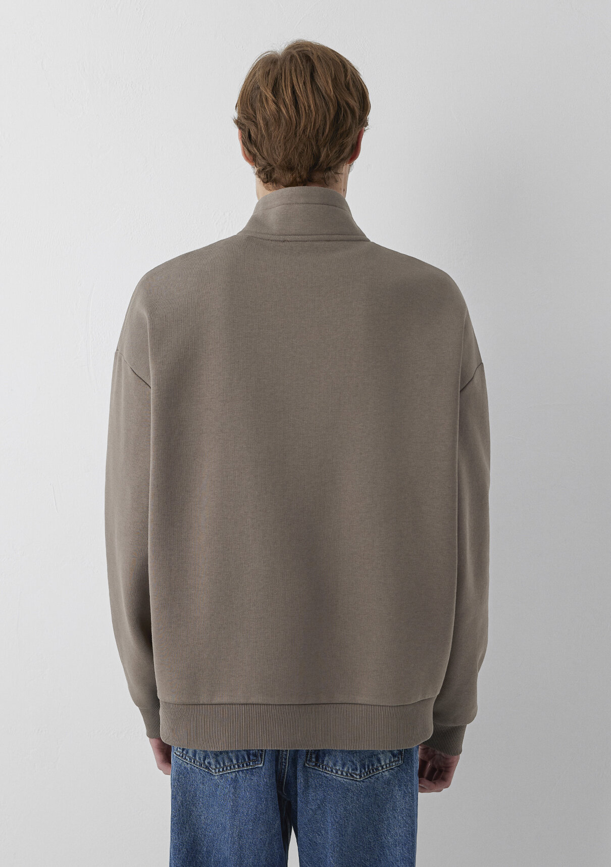 Mavi Logo Baskılı Yarı Fermuarlı Kahverengi Sweatshirt görsel 5