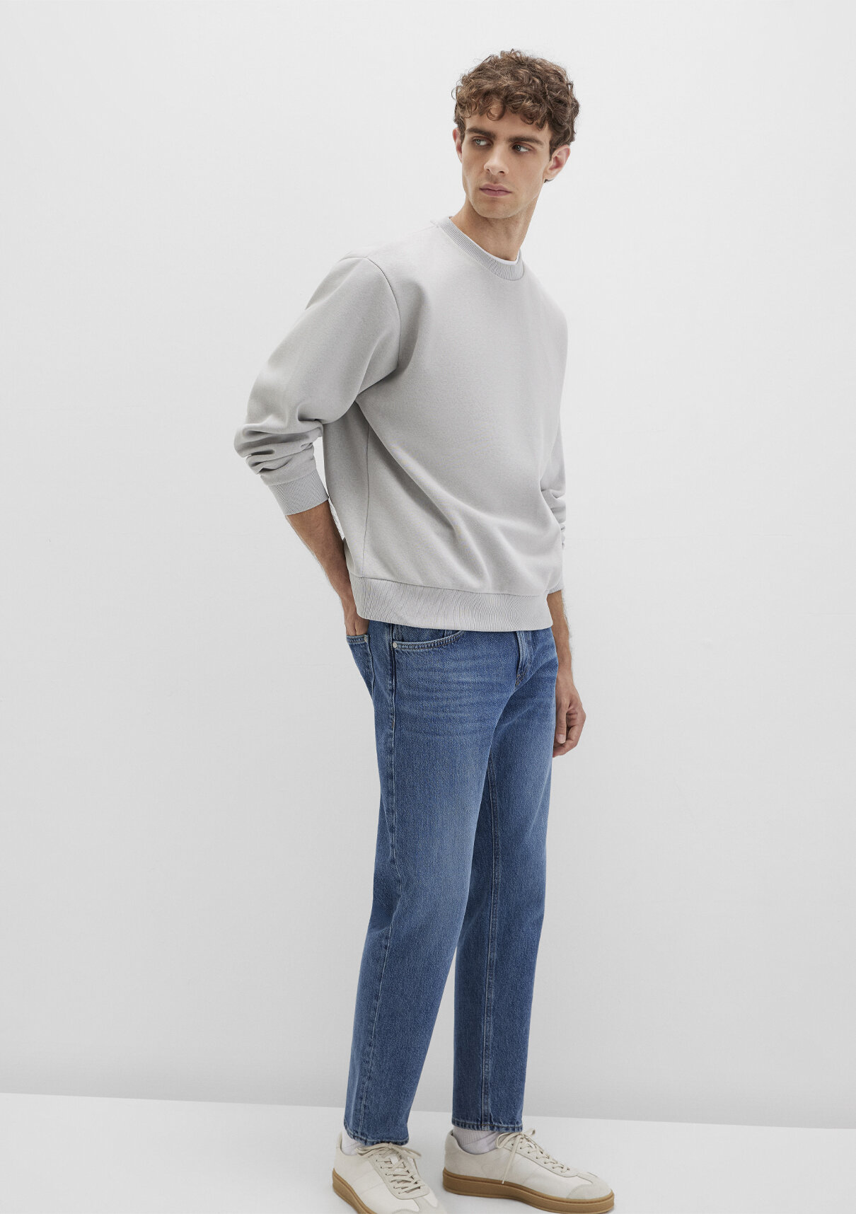 Mavi Bisiklet Yaka Gri Basic Sweatshirt görsel 3