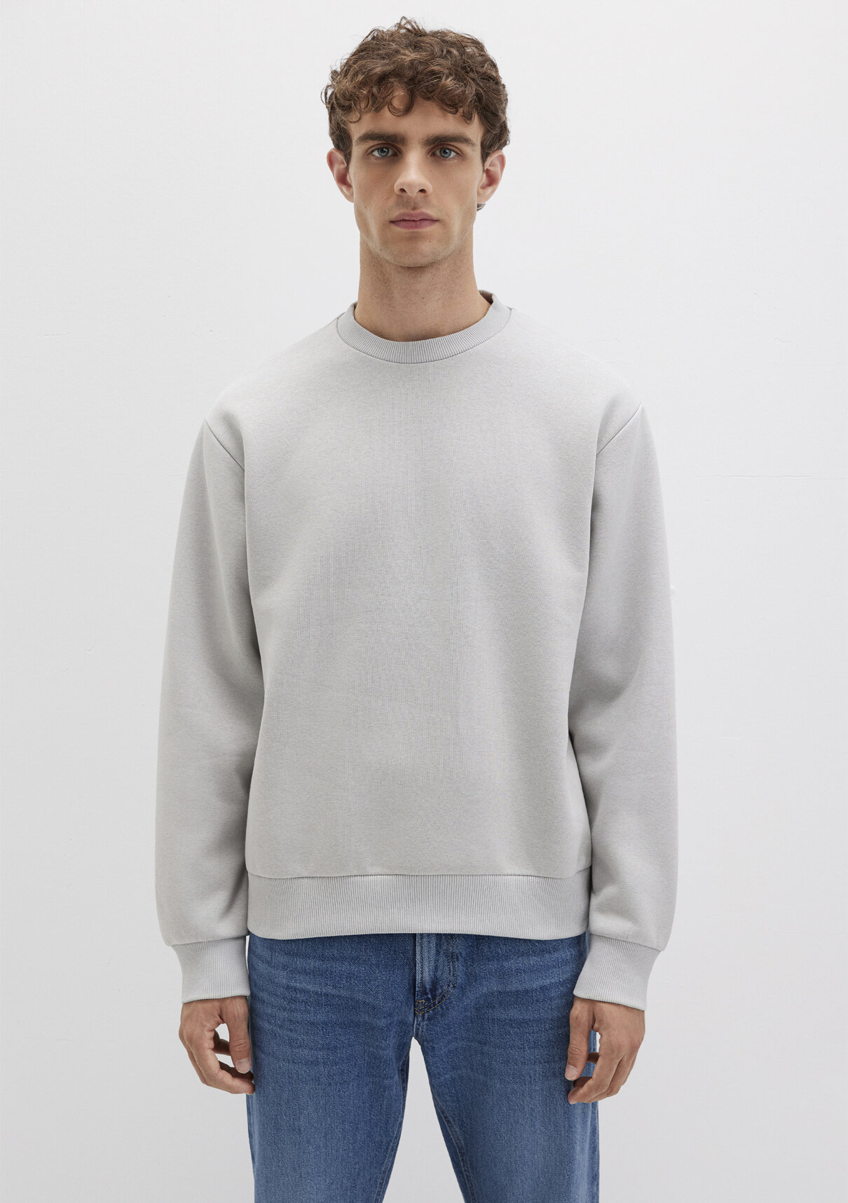 Mavi Bisiklet Yaka Gri Basic Sweatshirt görsel 4