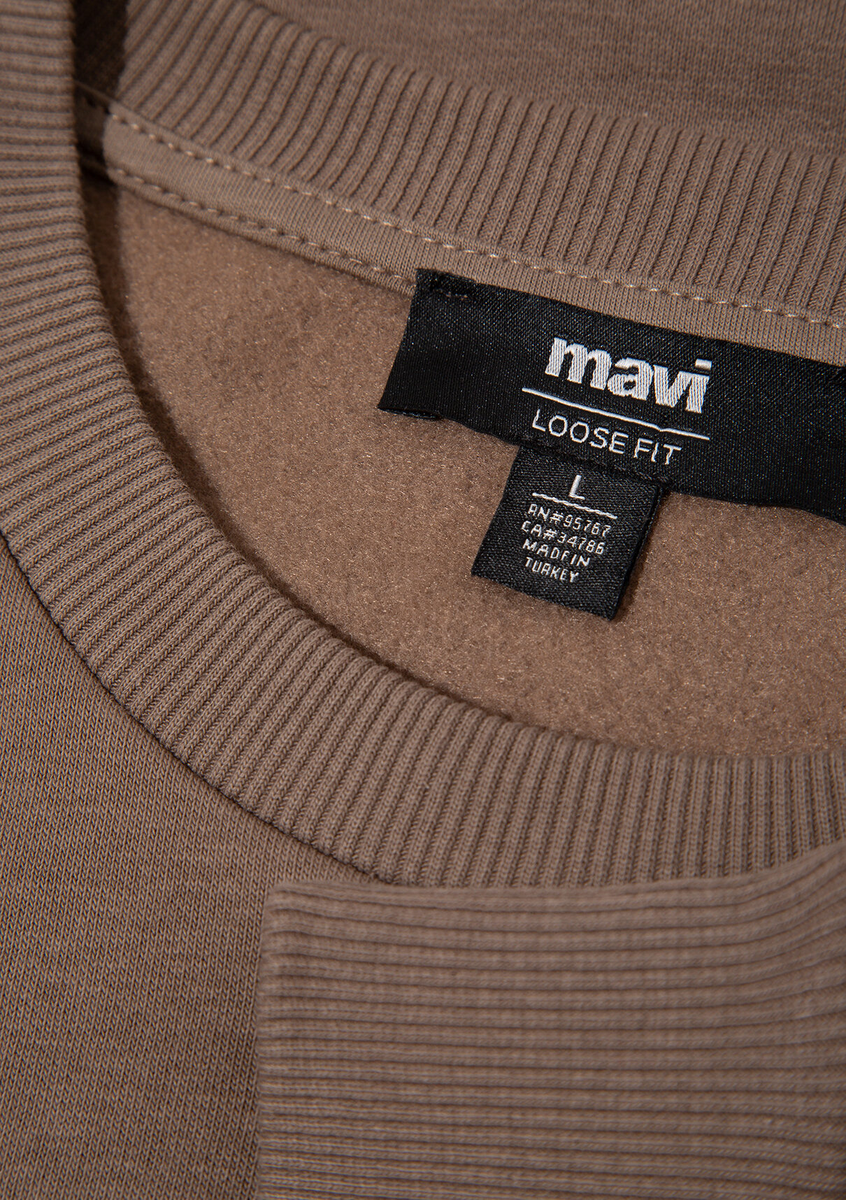 Mavi Bisiklet Yaka Kahverengi Basic Sweatshirt görsel 8
