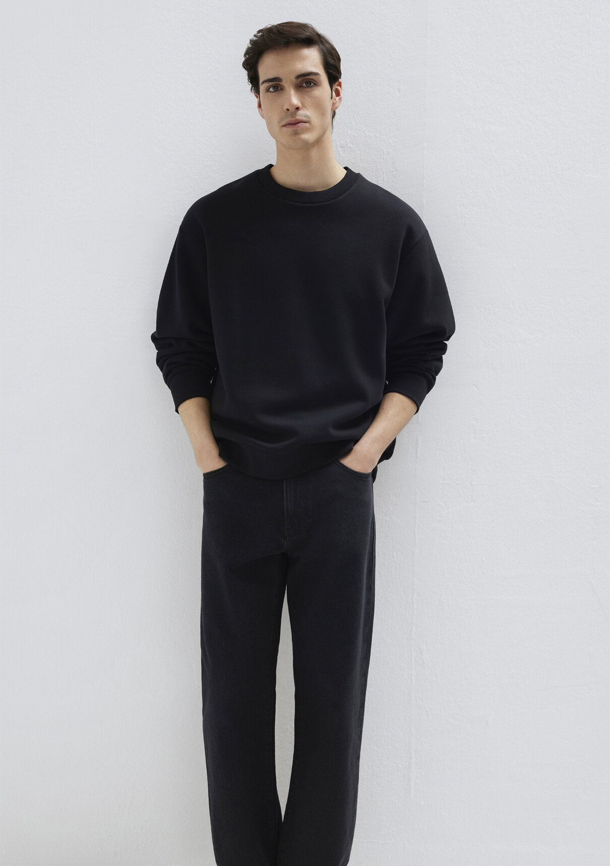 Mavi Bisiklet Yaka Siyah Basic Sweatshirt görsel 2