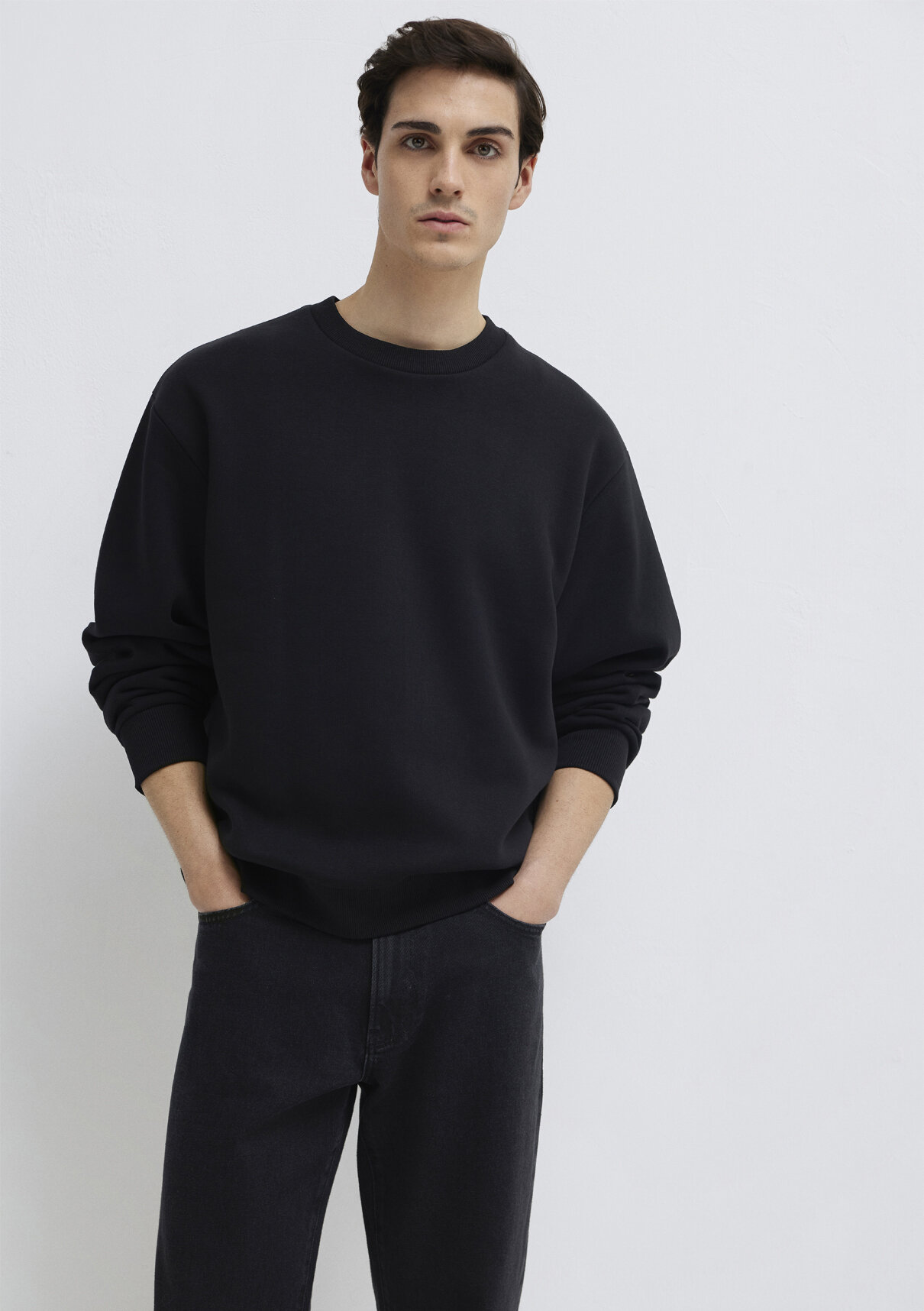 Mavi Bisiklet Yaka Siyah Basic Sweatshirt görsel 3