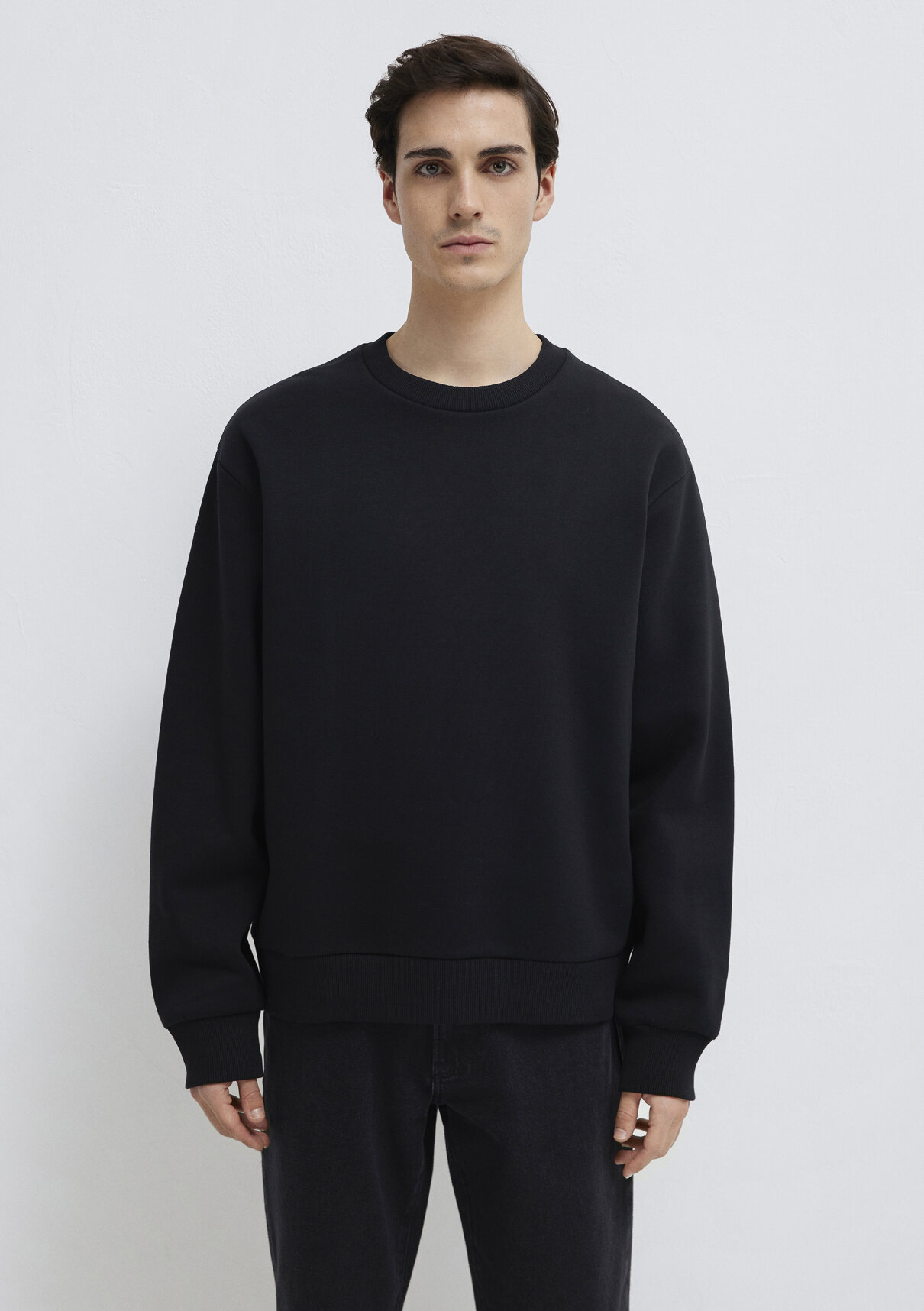 Mavi Bisiklet Yaka Siyah Basic Sweatshirt görsel 4