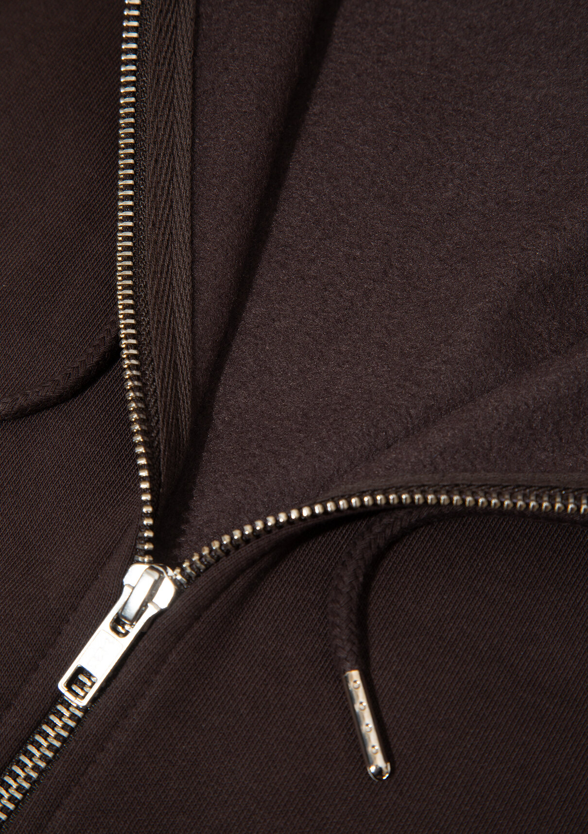 Mavi Kapüşonlu Fermuarlı Kahverengi Basic Sweatshirt görsel 7