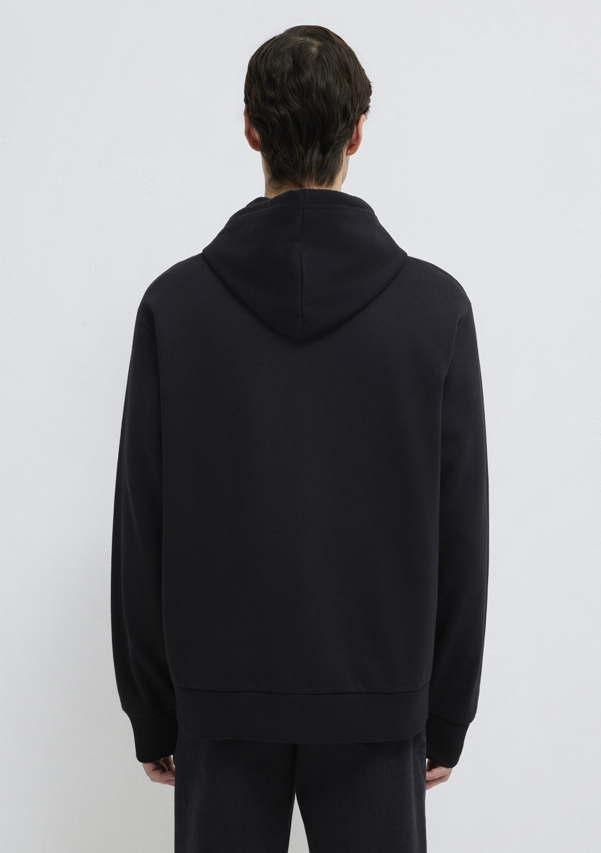 Mavi Kapüşonlu Fermuarlı Siyah Basic Sweatshirt görsel 6