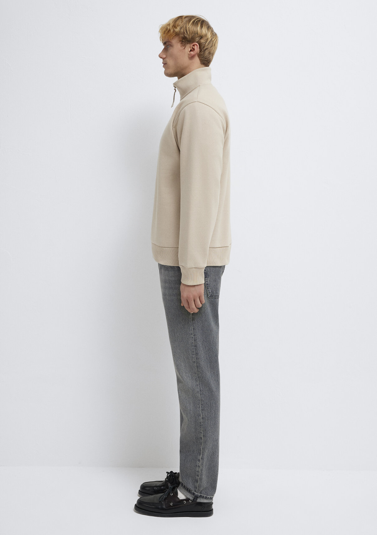 Mavi Yarı Fermuarlı Ekru Sweatshirt görsel 4