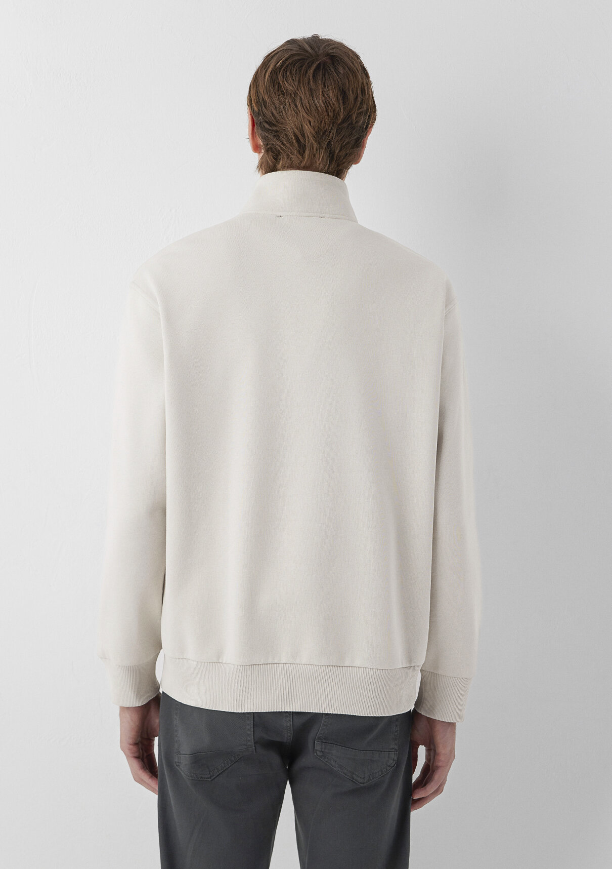 Mavi Yarı Fermuarlı Bej Basic Sweatshirt görsel 5
