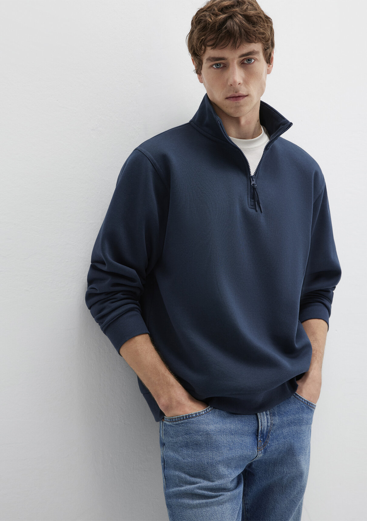 Mavi Yarı Fermuarlı Lacivert Basic Sweatshirt görsel 2
