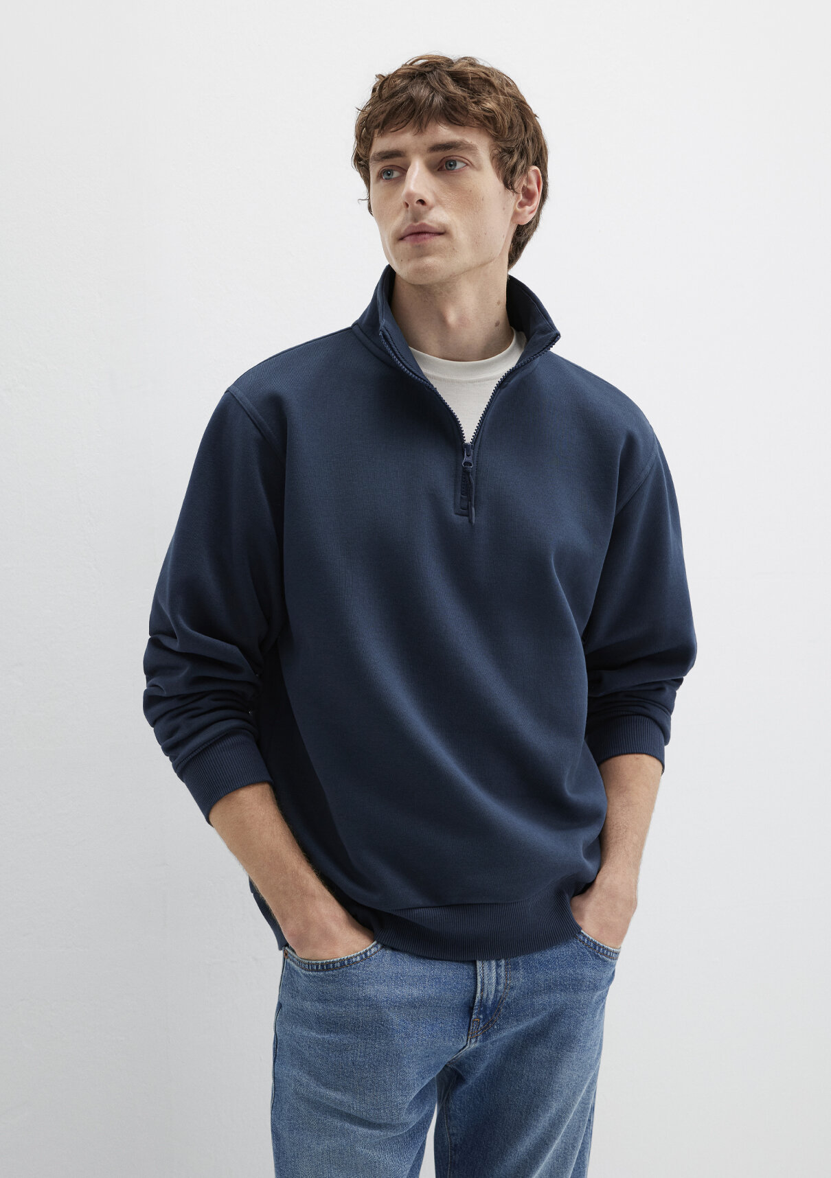 Mavi Yarı Fermuarlı Lacivert Basic Sweatshirt görsel 3