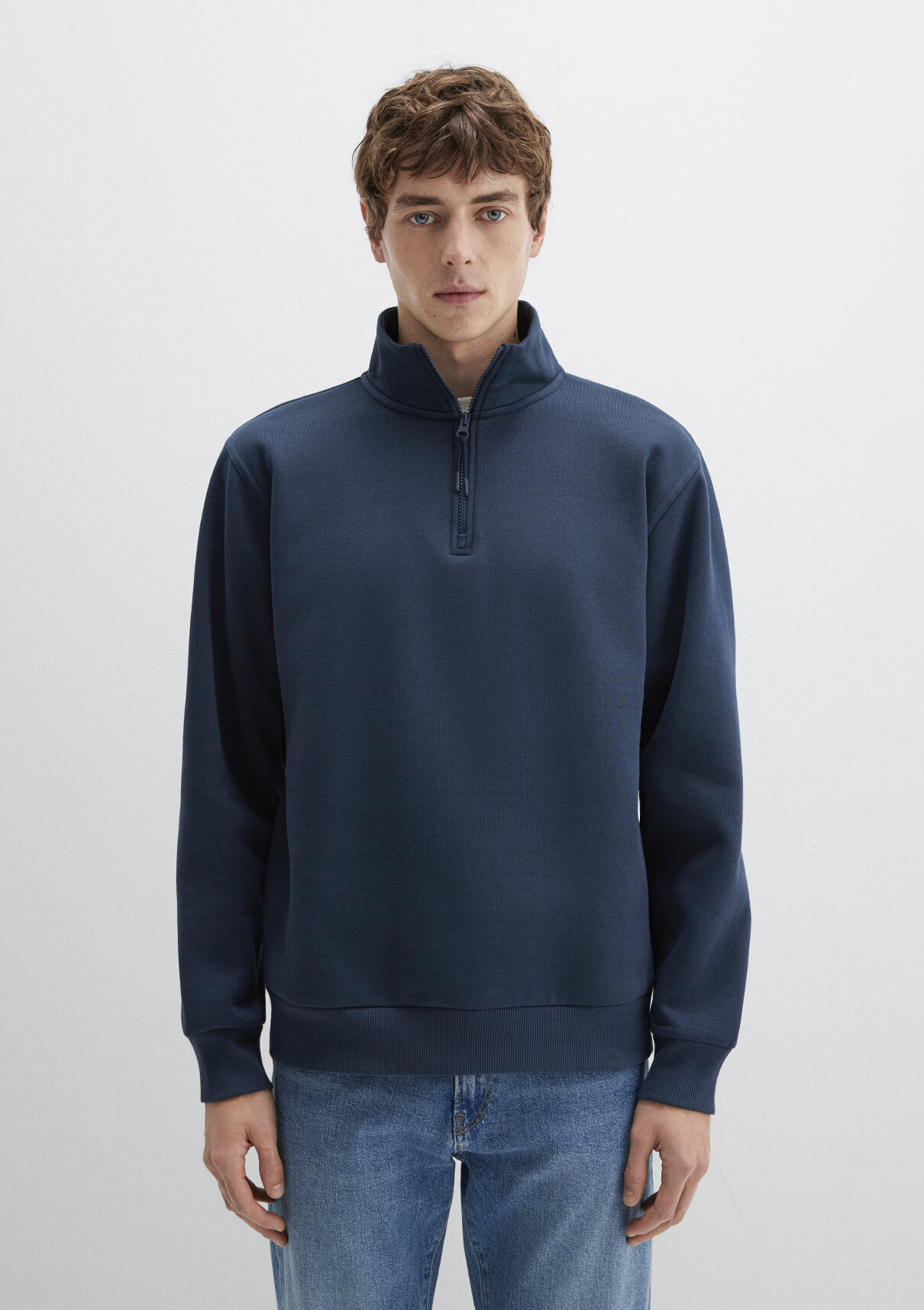 Mavi Yarı Fermuarlı Lacivert Basic Sweatshirt görsel 4