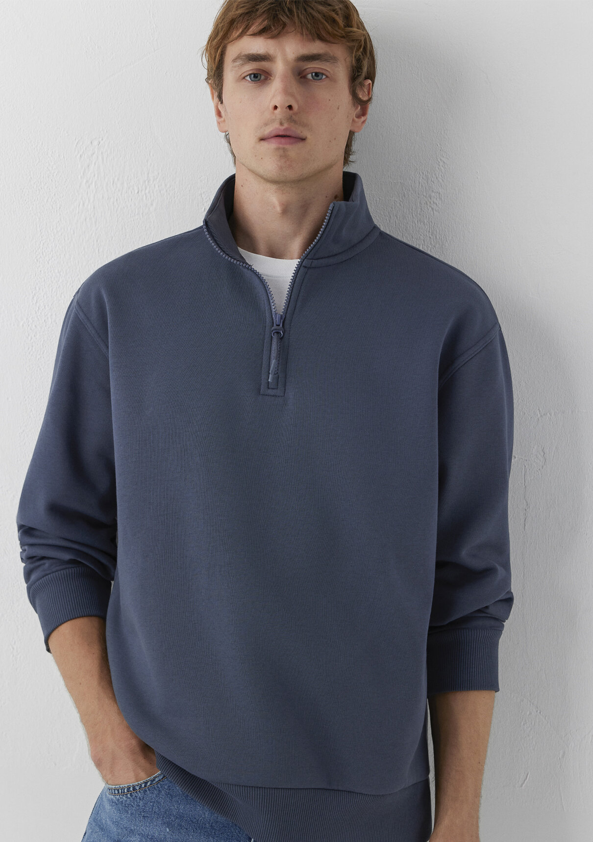 Mavi Yarı Fermuarlı Lacivert Basic Sweatshirt