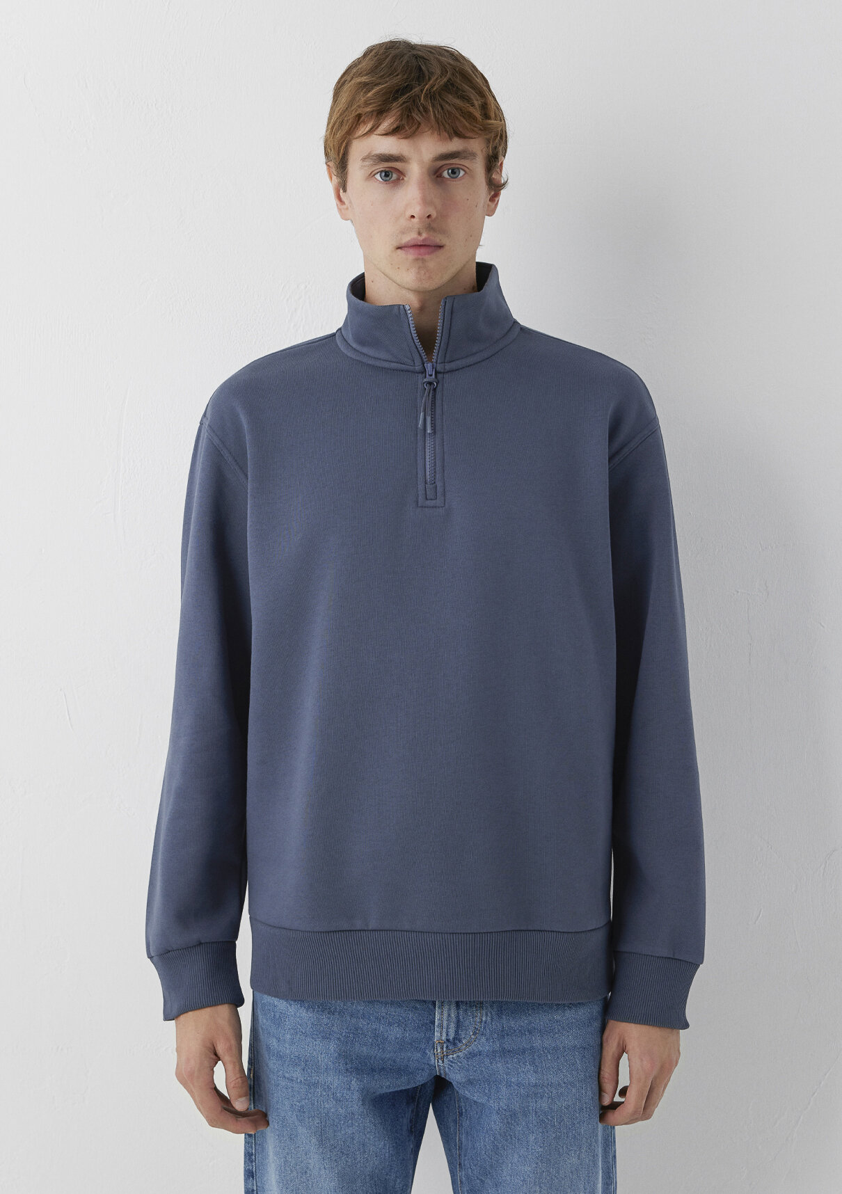Mavi Yarı Fermuarlı Lacivert Basic Sweatshirt görsel 3
