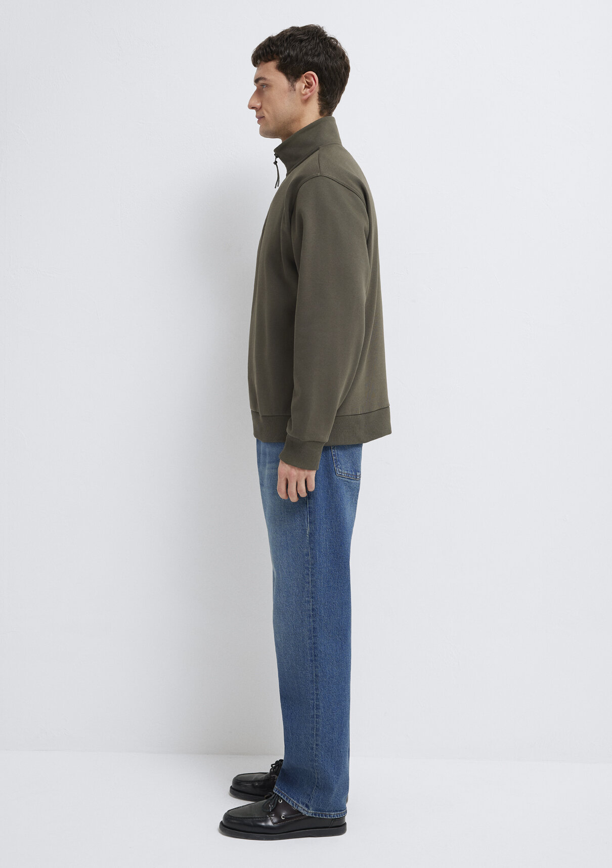 Mavi Yarı Fermuarlı Haki Basic Sweatshirt görsel 4