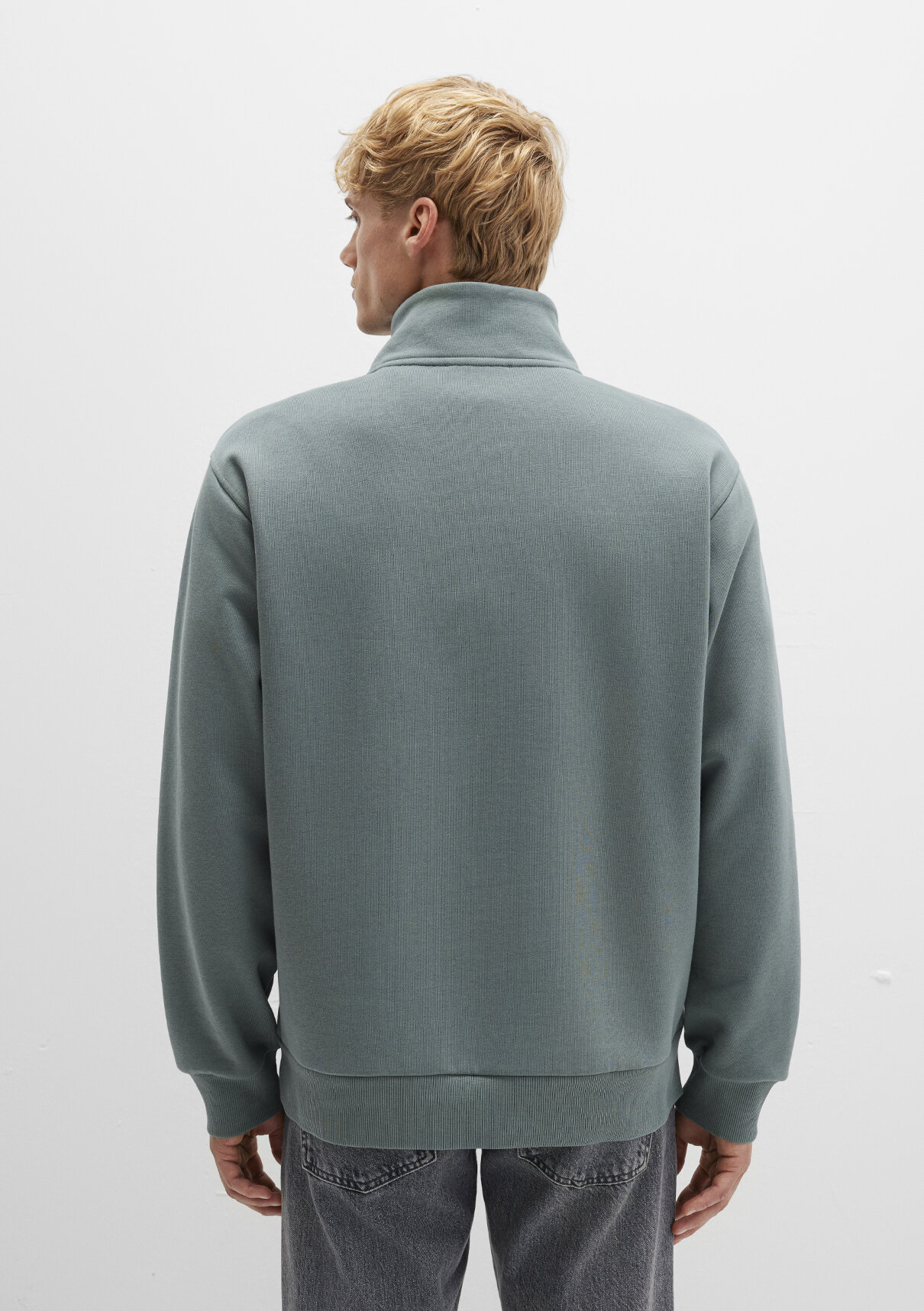Mavi Yarı Fermuarlı Yeşil Basic Sweatshirt görsel 4
