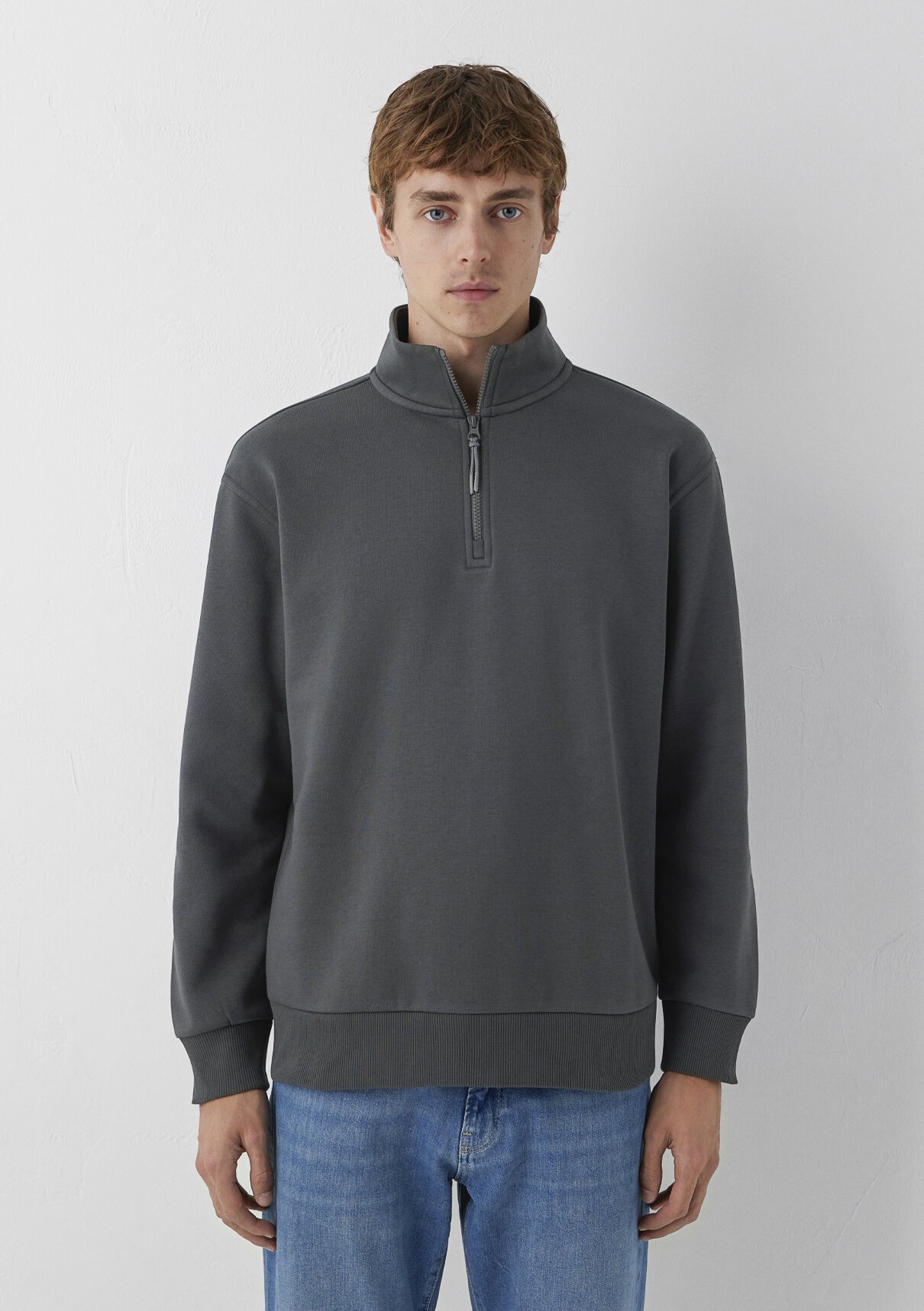 Mavi Yarı Fermuarlı Antrasit Basic Sweatshirt görsel 3